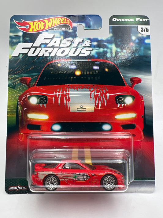Hot Wheels Fast & Furious Original Fast #3 95 Mazda RX-7 Red W/Protector