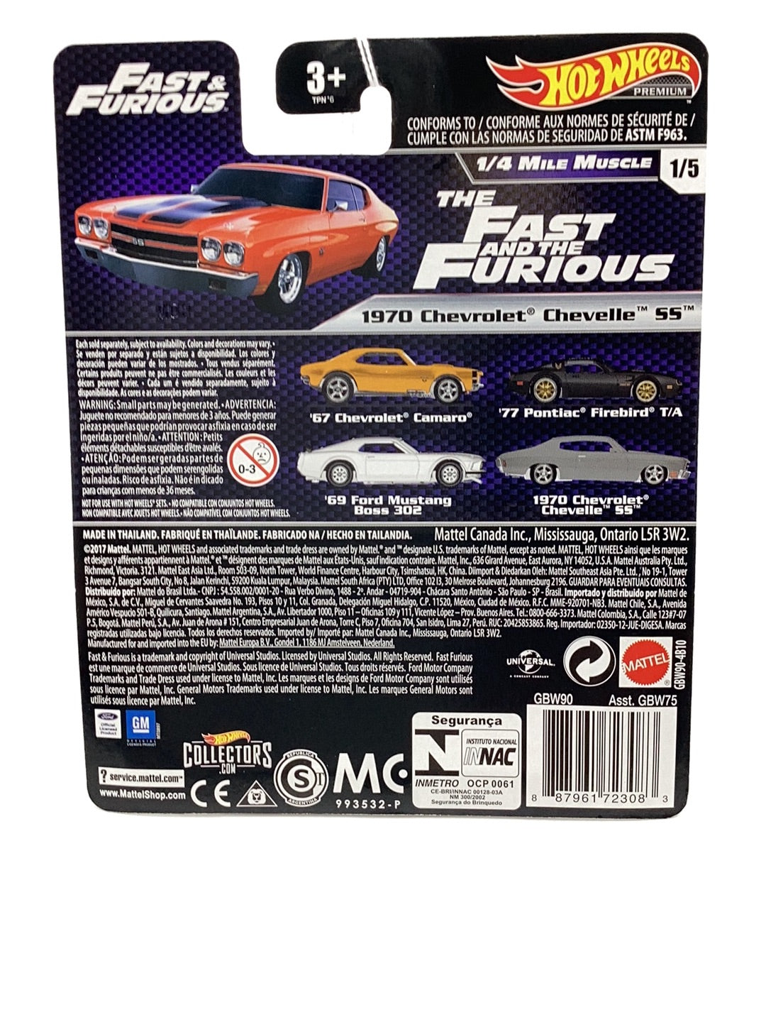 Hot wheels premium fast and furious 1/4 mile Muscle 1970 Chevrolet Chevelle SS 246H