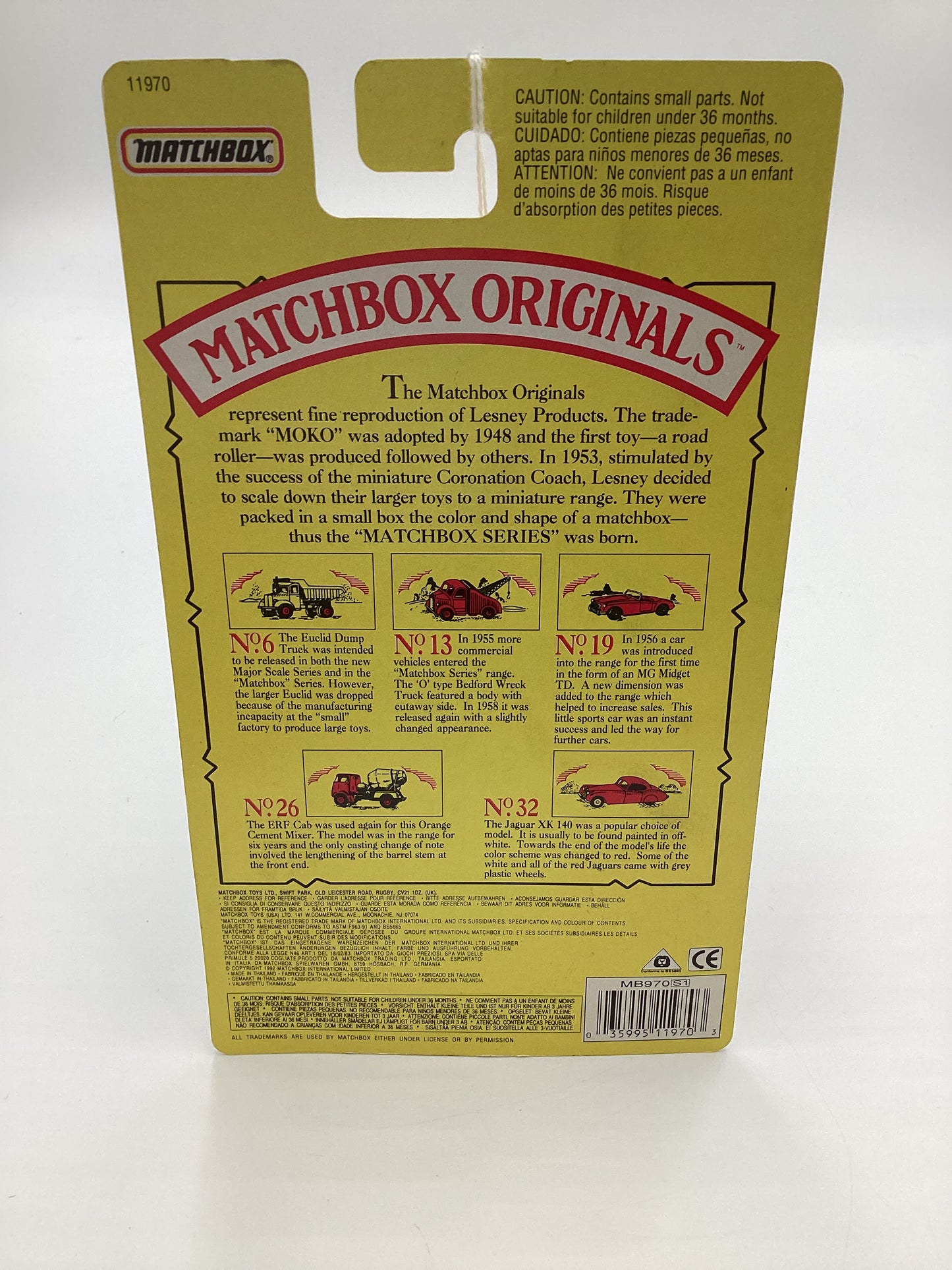 1992 Matchbox Originals No. 19 1956 MG TD Green (SR)