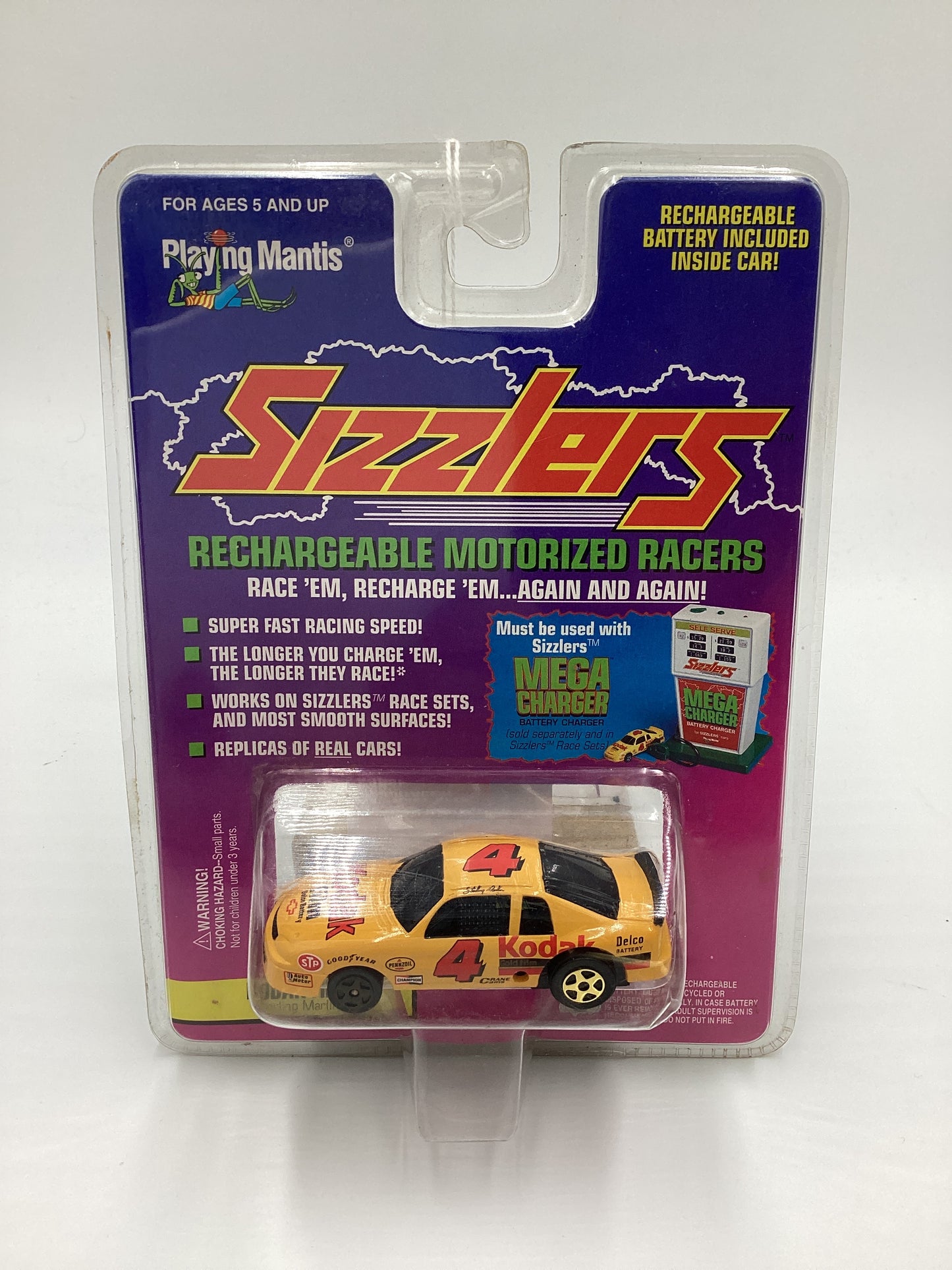 Playing Mantis Sizzlers Rechargeable Motorized Racers Kodak Film Sterling Marlin Yellow #4 (SR)