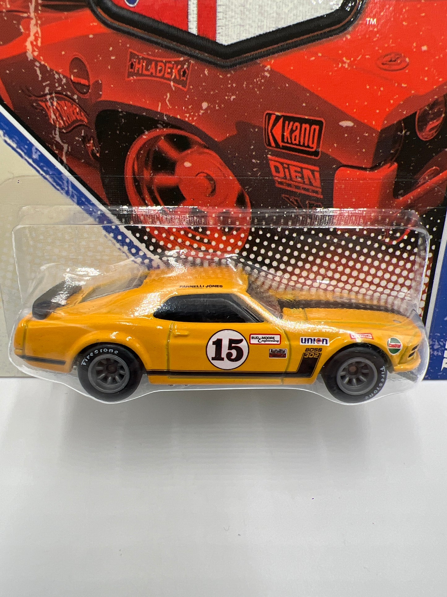 Hot Wheels Premium Vintage Racing #10 Parnelli Jones 70 Ford Mustang Boss 302 Yellow W/Protector
