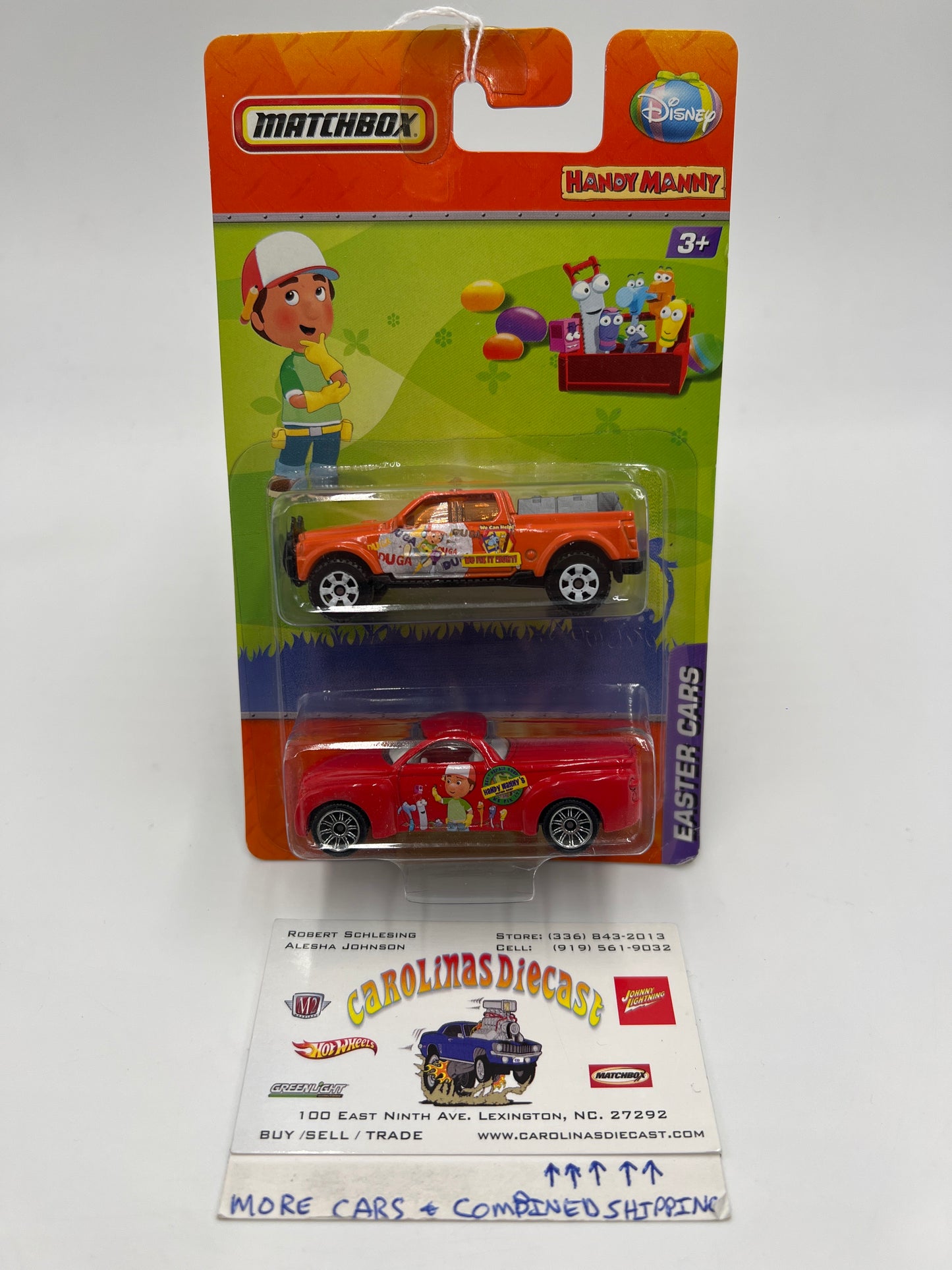 2009 Matchbox Disney 2 Pack Handy Mandy Easter Cars SSR (Cracked Blister) SR