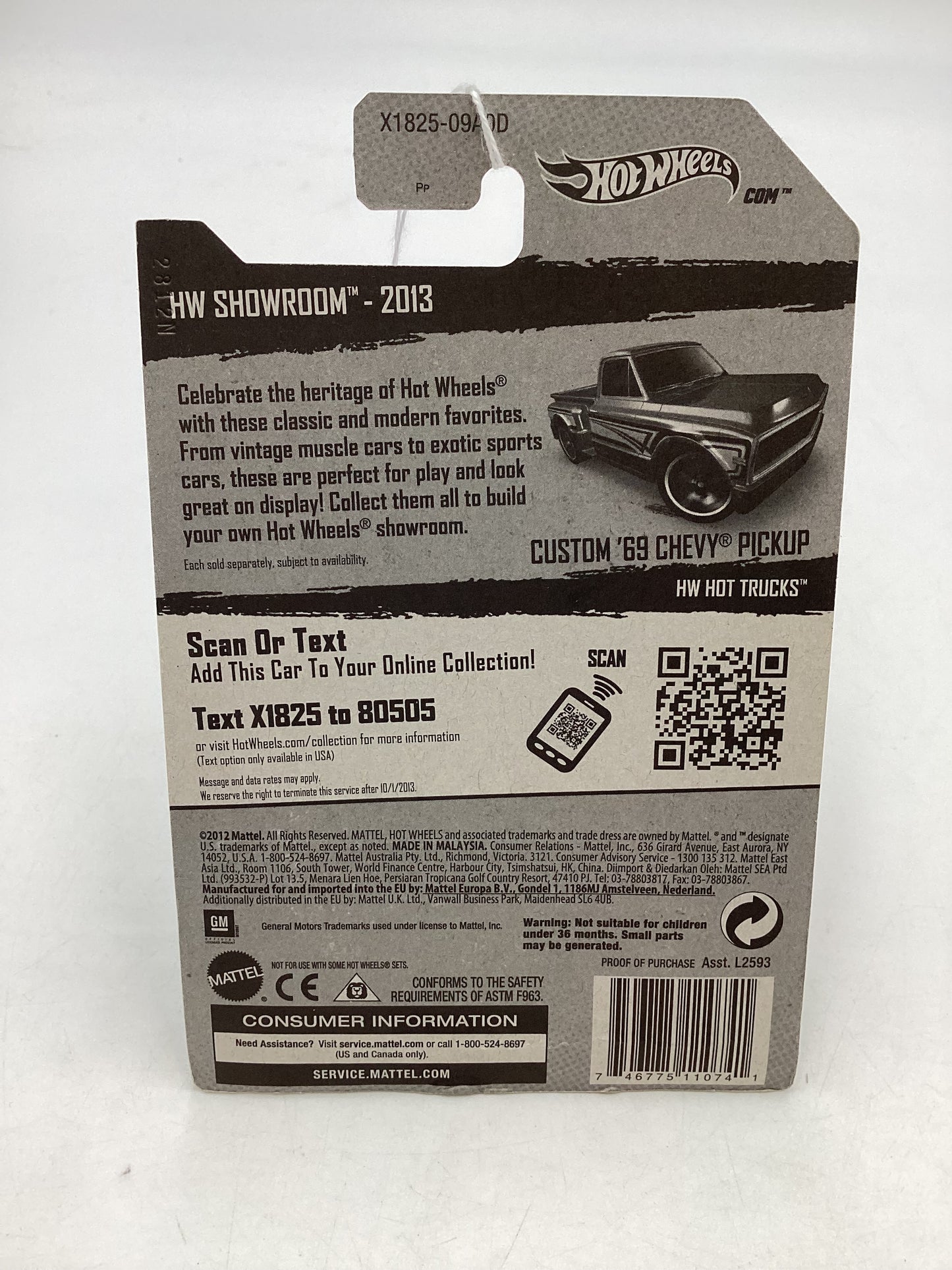 2013 Hot Wheels #161 Custom 69 Chevy Pickup Green 9B