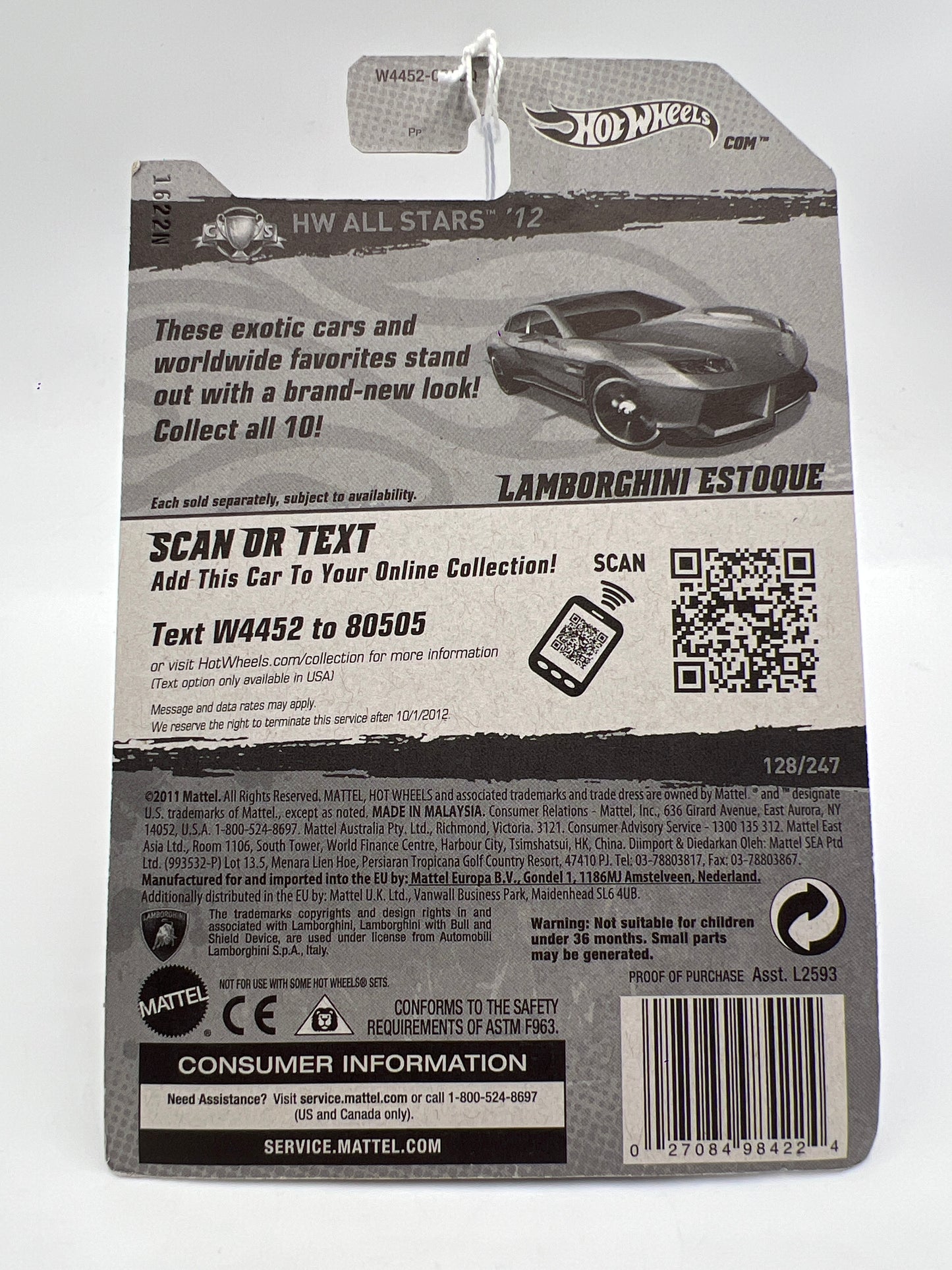 2012 Hot Wheels All Stars #128 Lamborghini Estoque Orange 101C