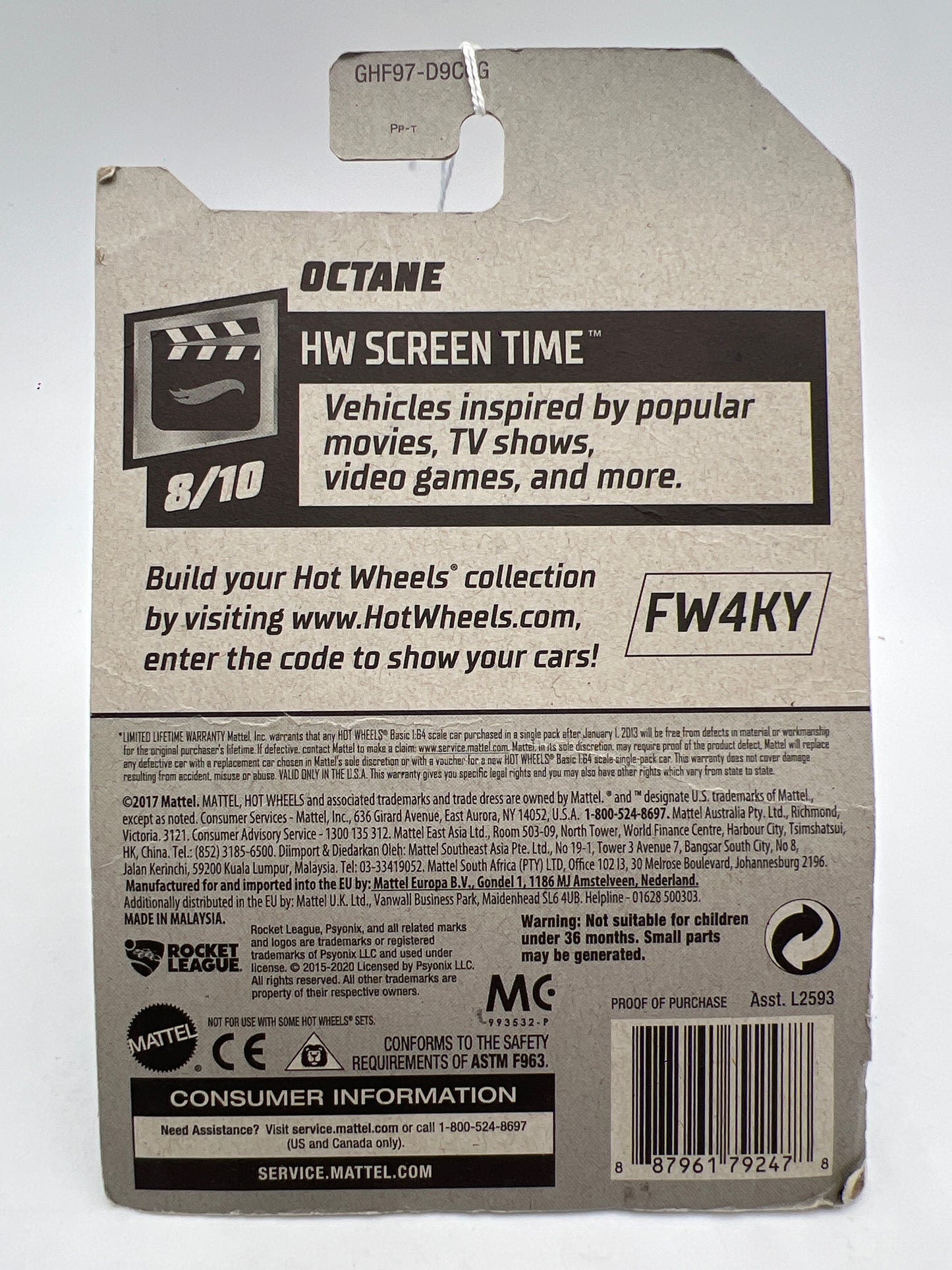 Hot Wheels Screen Time #13 Rocket League Octane Green Bad Card