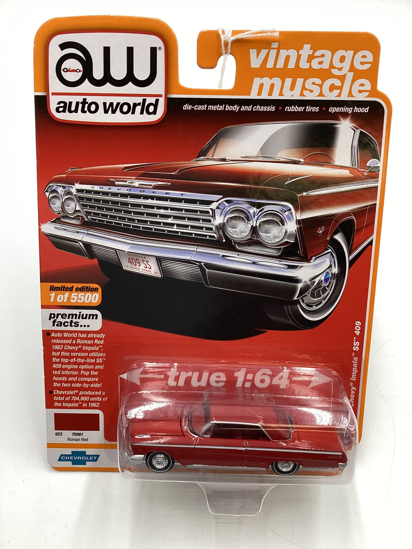 Auto World Vintage Muscle Release 1 Version B #5 1962 Chevy Impala SS 409 Red