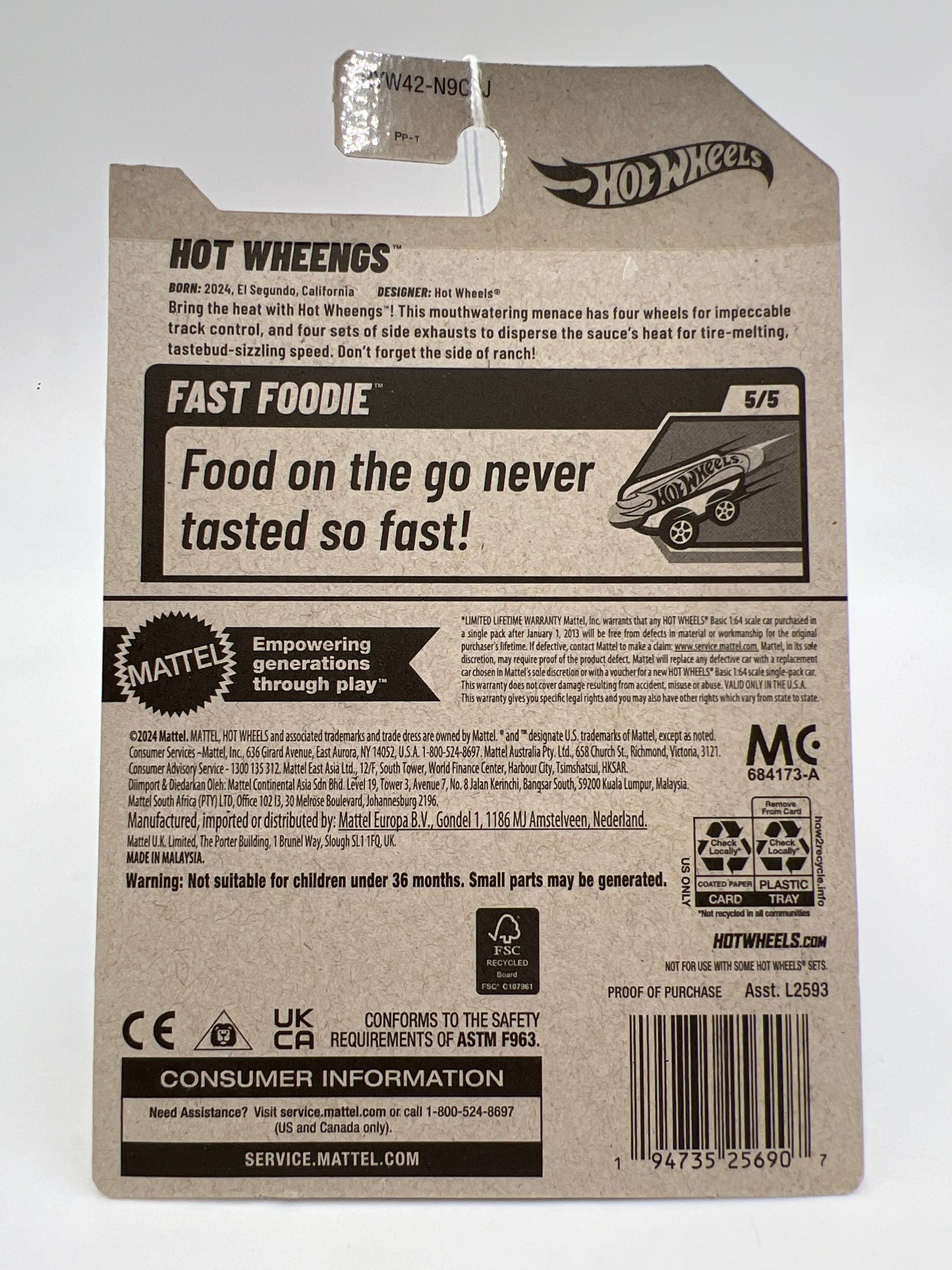 2025 Hot Wheels J Case Fast Foodie #197 Hot Wheengs 112i
