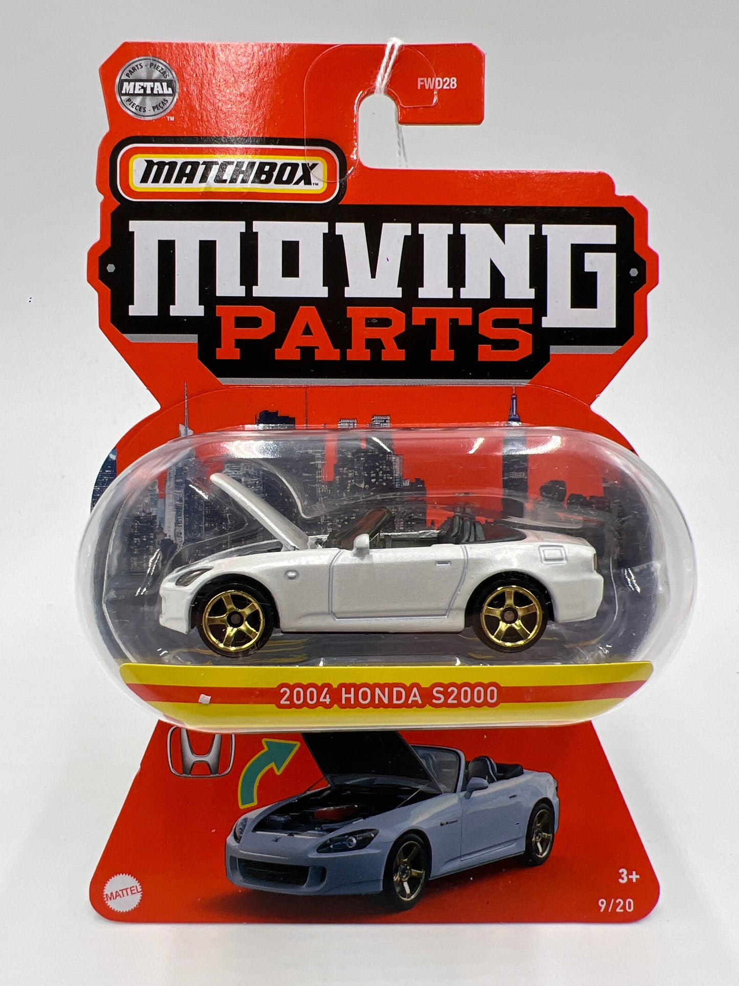Matchbox Moving Parts #9 2004 Honda S2000 White 163F
