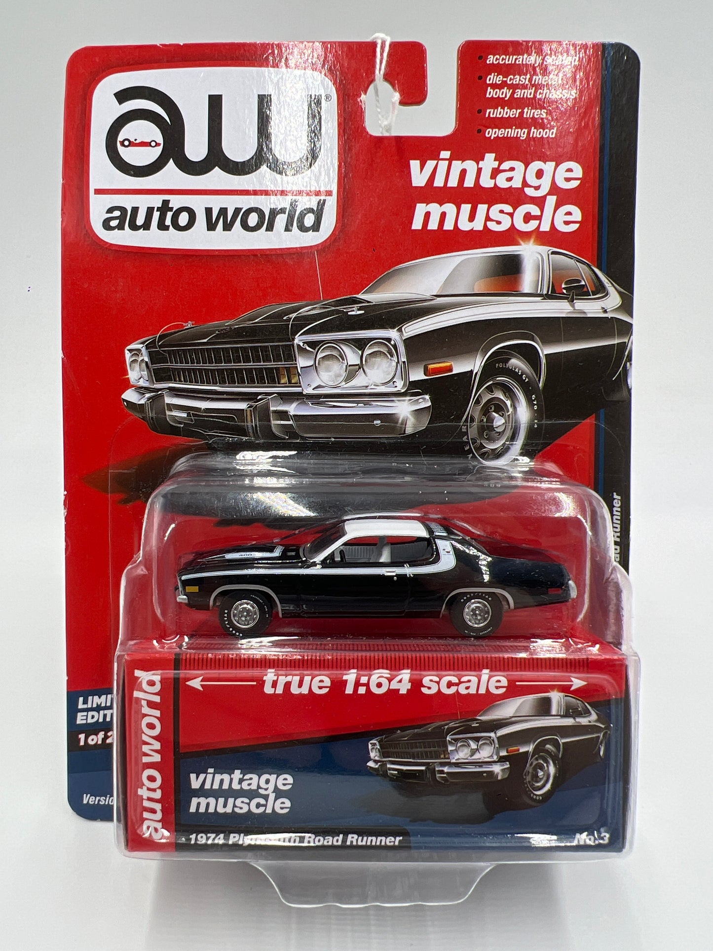 Auto World Vintage Muscle Release 3 Version B 1/2500 1974 Plymouth Road Runner Black