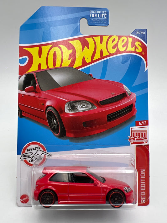 2022 Hot Wheels Target Red Edition #125 99 Honda Civic Type R EK9 W/Protector Cracked Blister