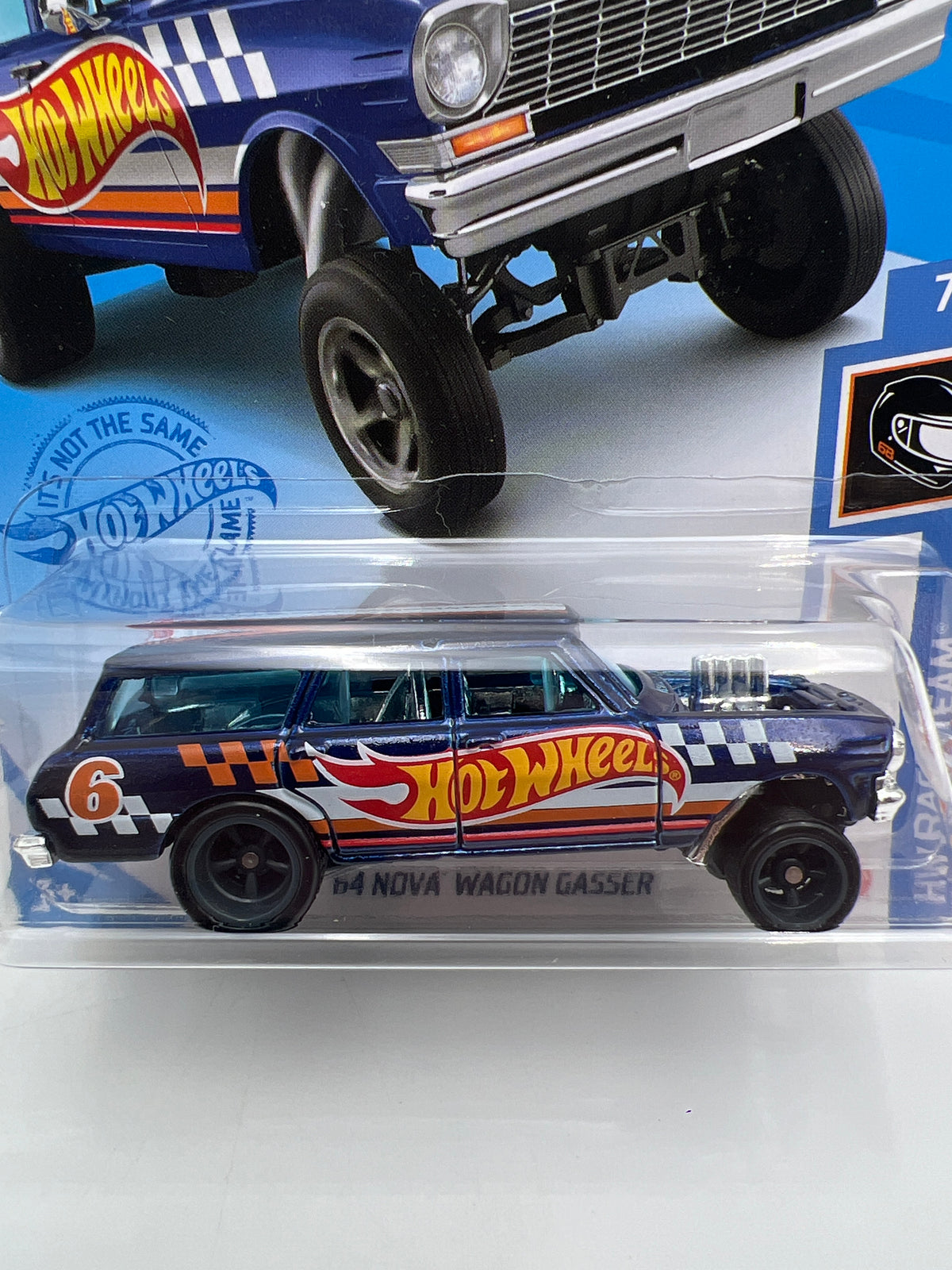 2021 Hot Wheels Super Treasure Hunt #232 64 Nova Wagon Gasser Blue W/Protector
