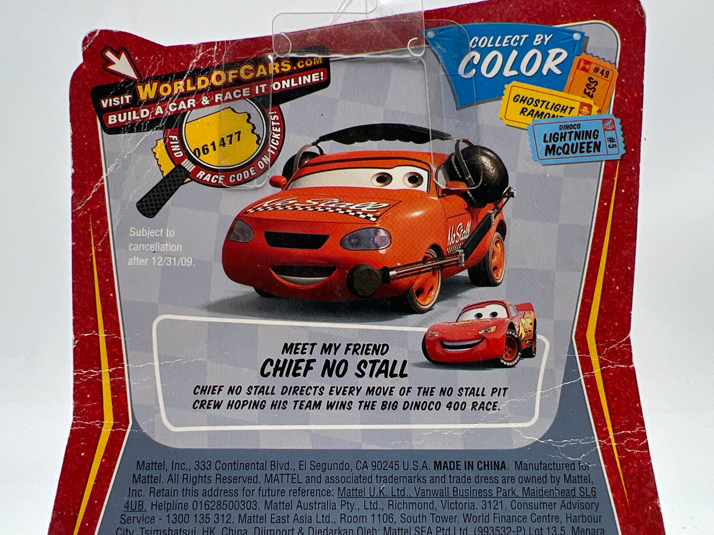 Disney Pixar The World Of Cars Race O Rama #73 CHASE Impound Lightning McQueen Bad Card