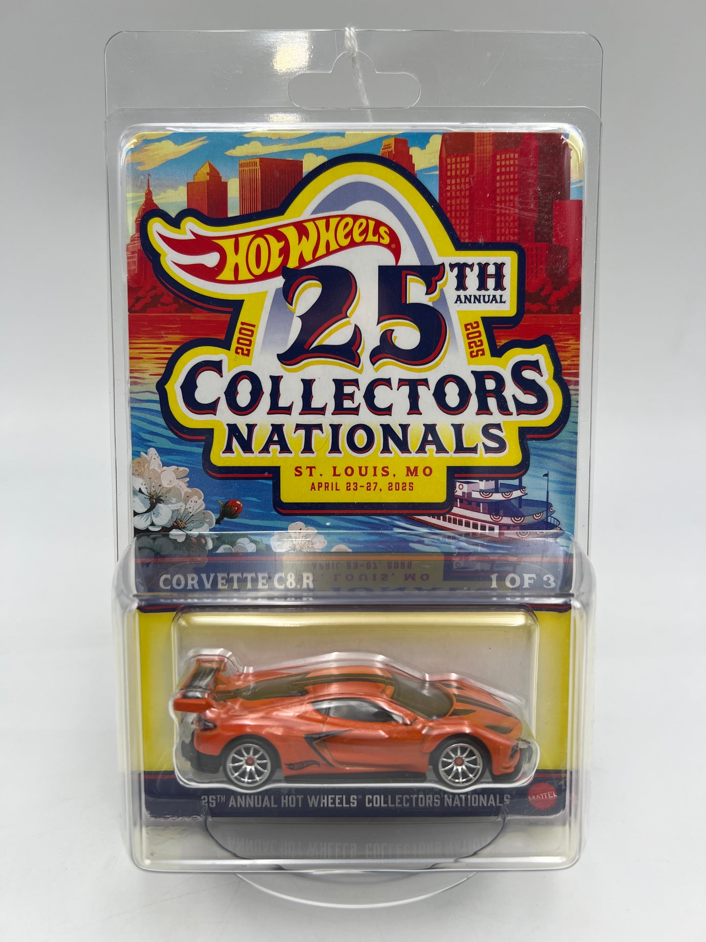 2025 Hot Wheels 25th Annual Collectors Nationals Corvette C8.R Orange W/Protector