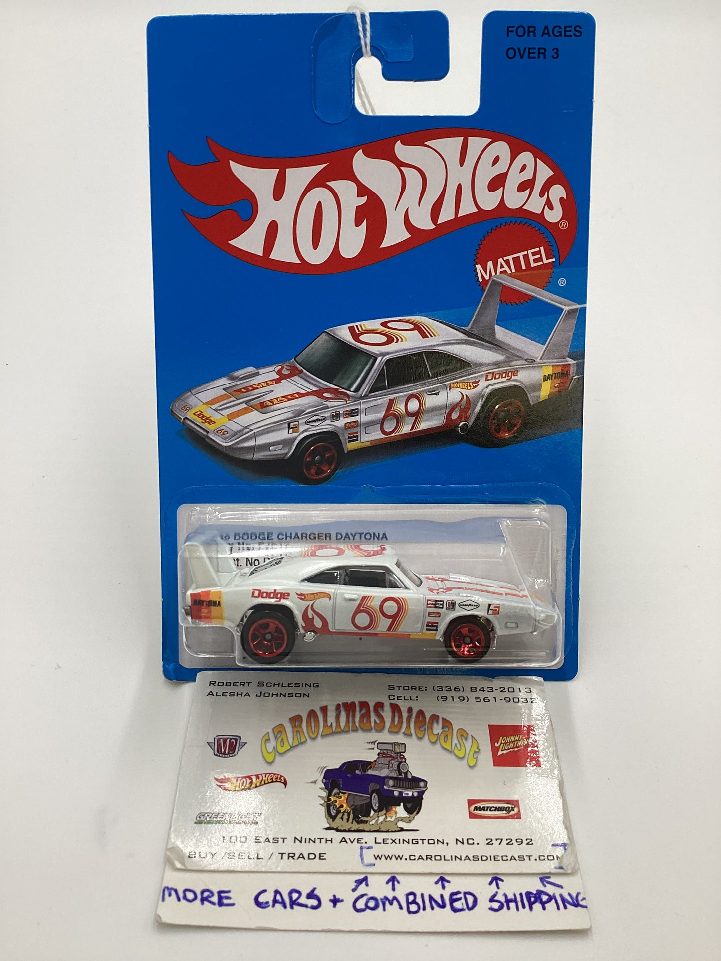 2016 Hot Wheels Target Heritage Retro FJP17 69 Dodge Charger Daytona White 157D