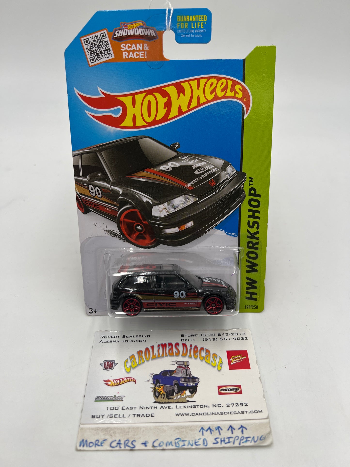 2015 Hot Wheels Workshop #197 90 Honda Civic EF Black 78A