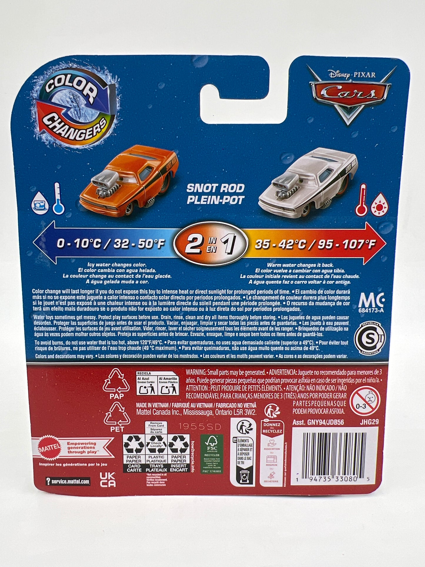 Disney Pixar Cars Color Changers 2 In 1 Snot Rod 138B