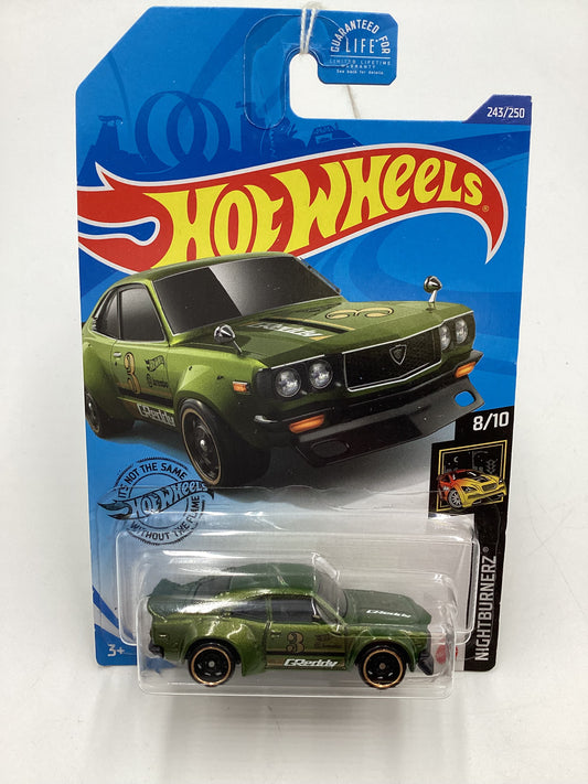 2020 Hot wheels Nightburnerz #243 91 Mazda RX-3 Green 87C