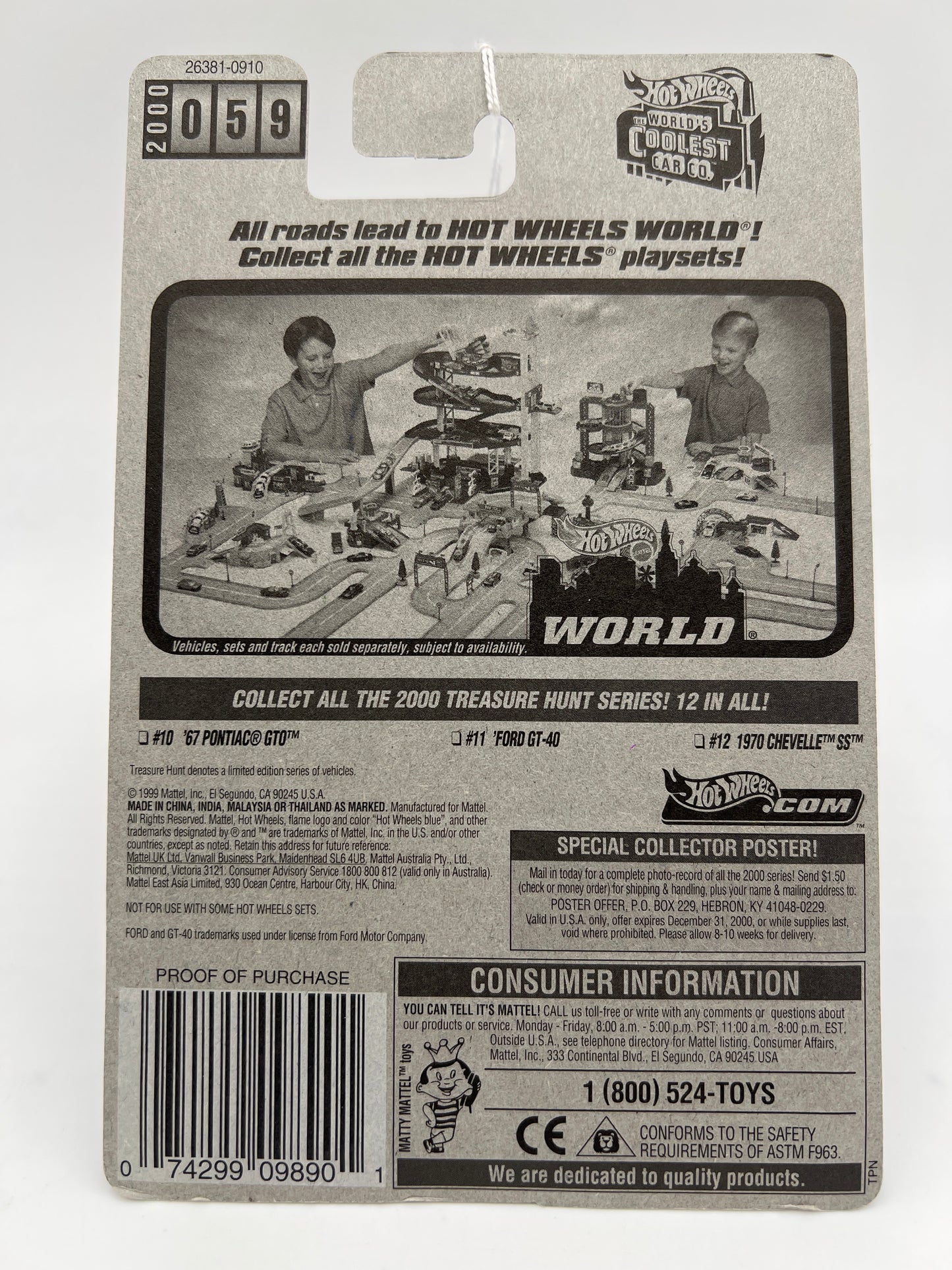 2000 Hot Wheels Treasure Hunt Real Riders #59 Ford GT-40 Gold 275A
