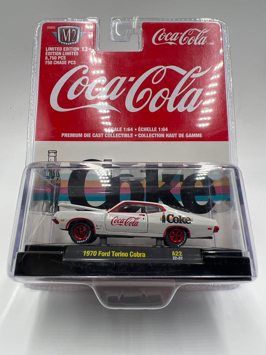 M2 Machines Coca Cola CHASE 1970 Ford Torino Cobra White A22