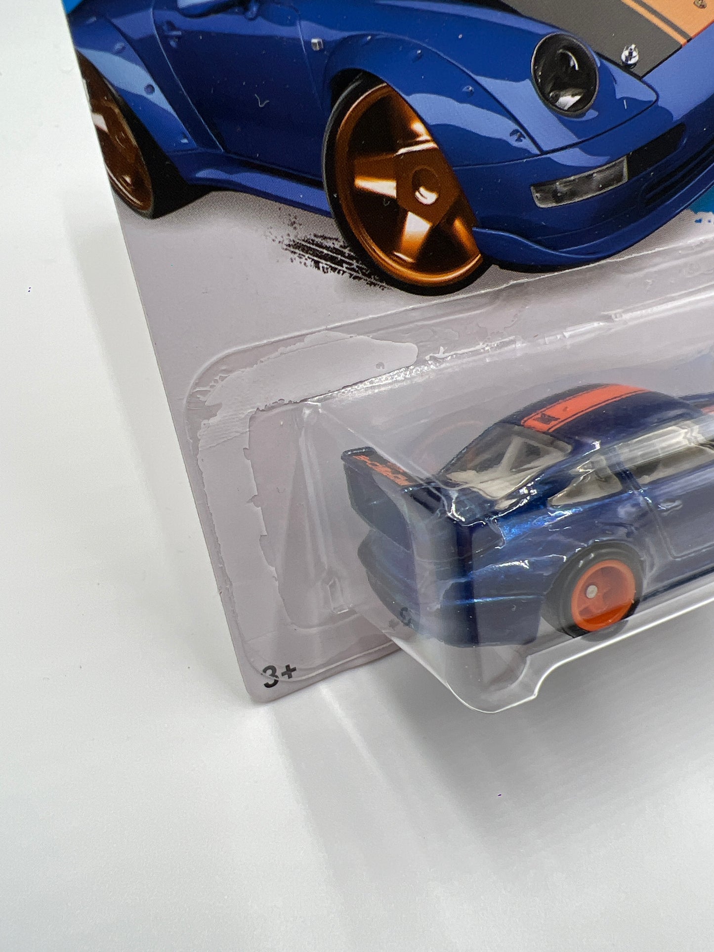 2016 Hot Wheels Factory Sealed Super Treasure Hunt #114 Porsche 993 GT2 Half Cage Blue (Reglued Blister) W/Protector