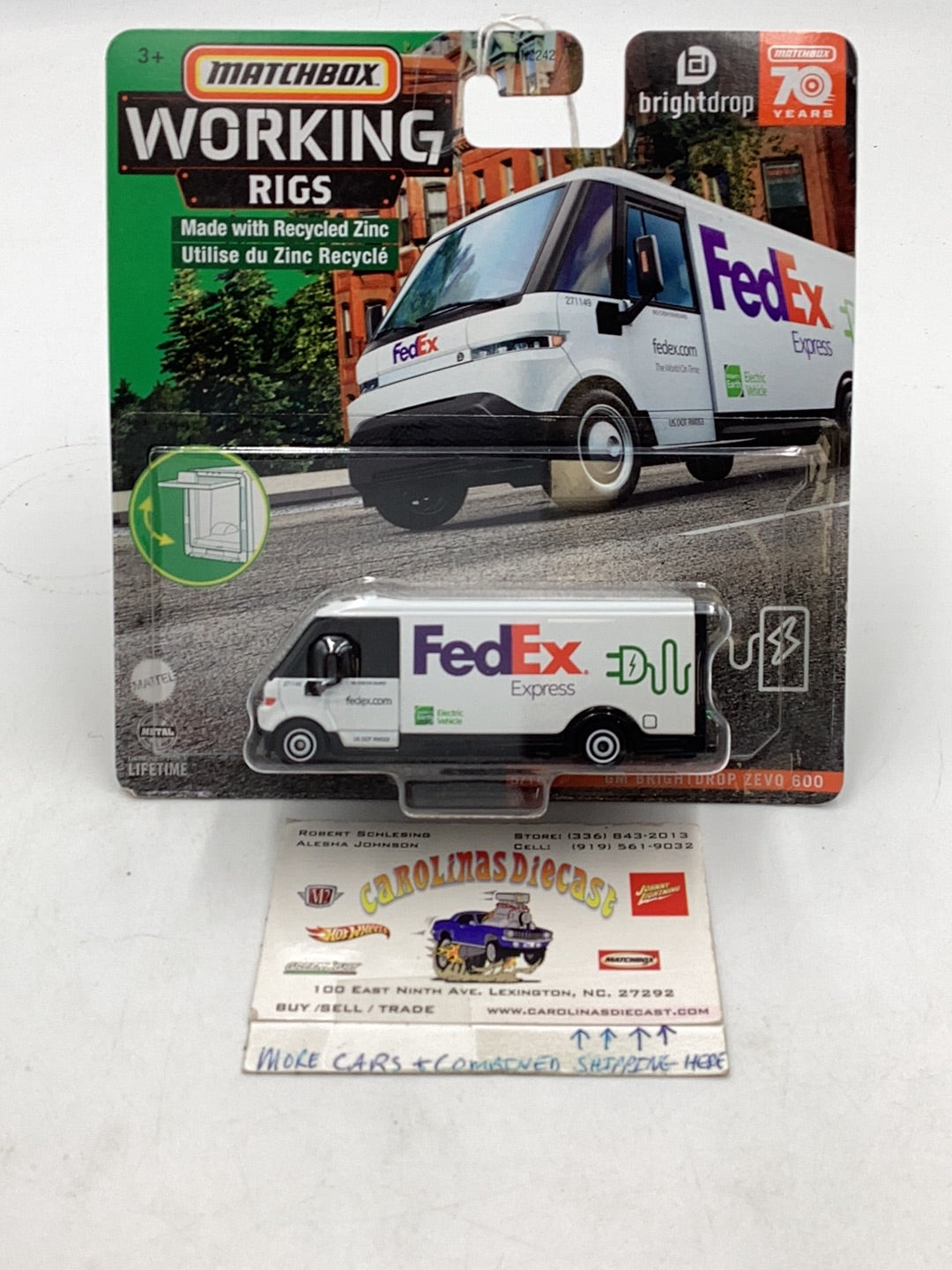 2022 Matchbox working Rigs HIM GM BRIGHTDROP Zevo Fed Ex 600 5/16 168C