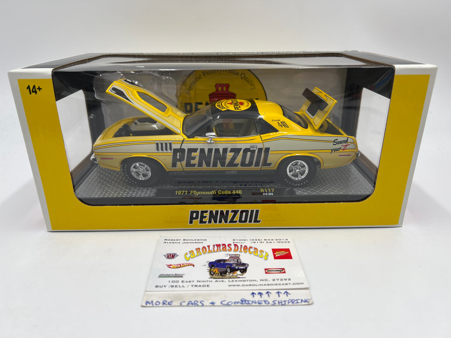 M2 Machines 1/24 Pennzoil 1971 Plymouth Cuda 440 Yellow R117