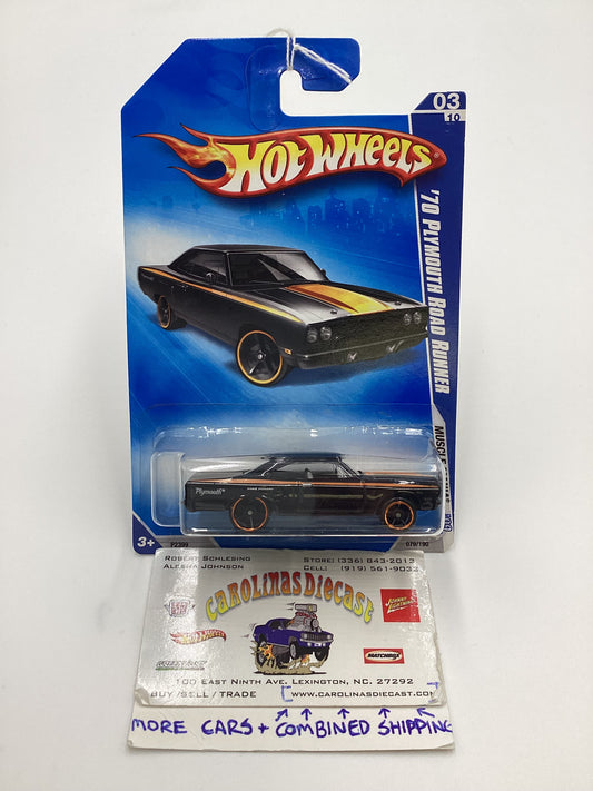 2009 Hot Wheels #079 70 Plymouth Road Runner Black 47D