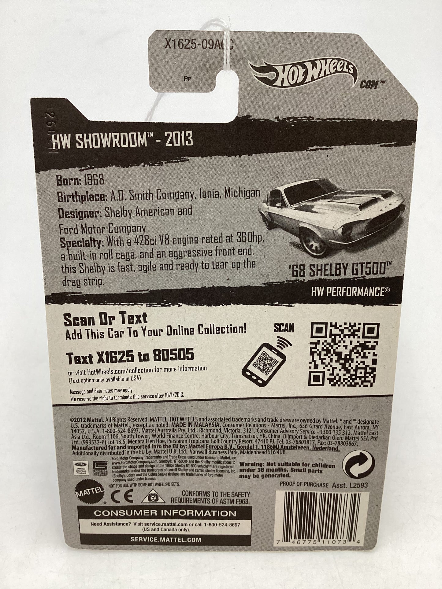 2013 Hot Wheels #245 68 Shelby GT500 White 20H