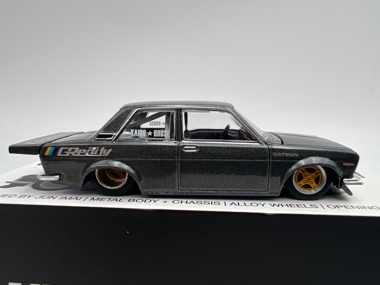 Mini GT Kaido House #017 Datsun 510 Pro Street Gray
