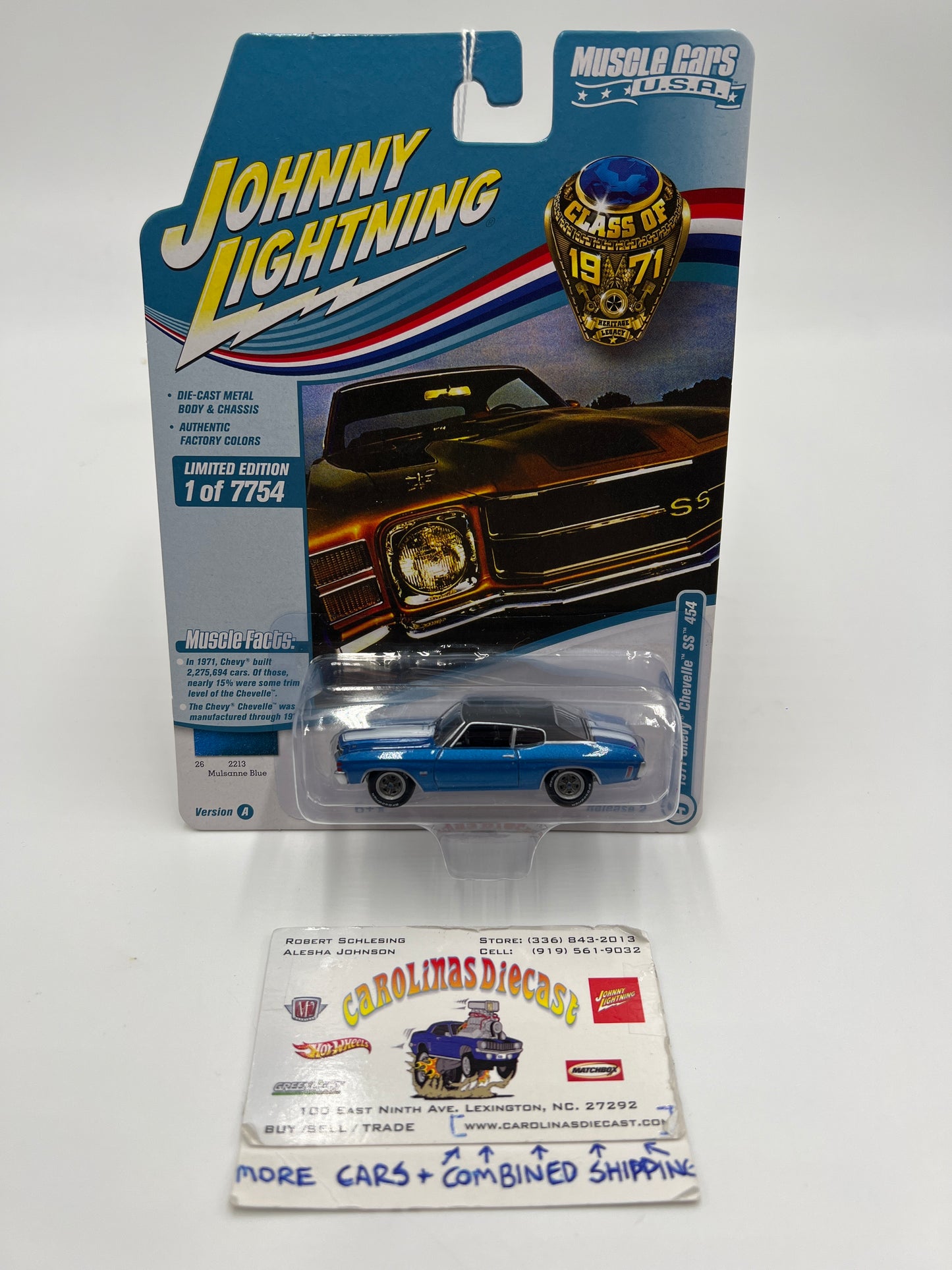 Johnny Lightning Muscle Cars U.S.A Class of 1971 Release 2 Version A 1971 Chevy Chevelle SS 454 Mulsanne Blue 229E