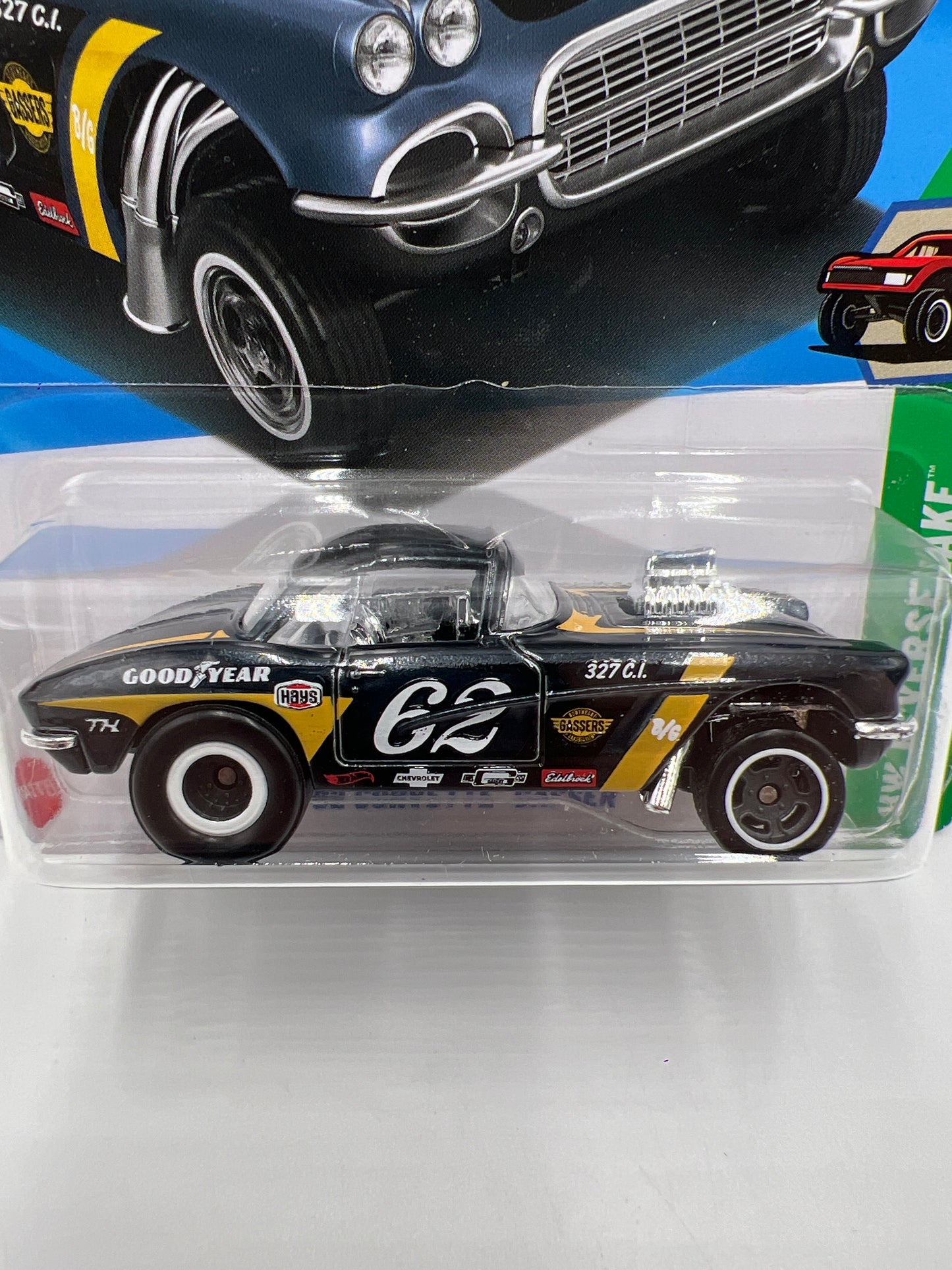 2025 Hot Wheels J Case Super Treasure Hunt #182 62 Corvette Gasser W/Protector