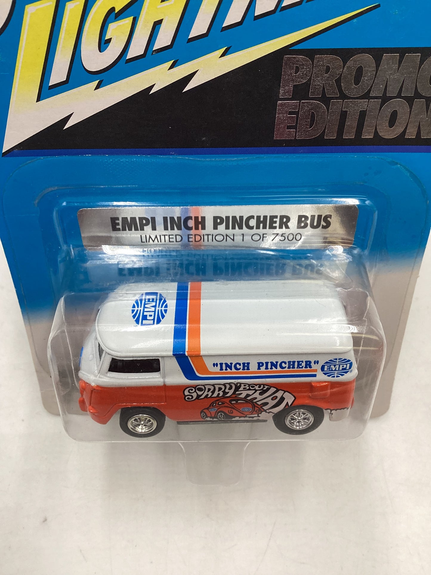 Johnny Lightning Liberty Promo Edition Empi Inch Pincher Bus with protector 1/7500 *Card is Warped*