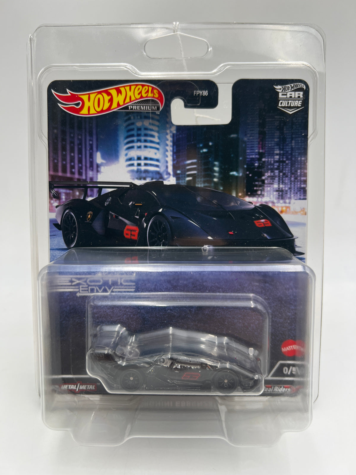 Hot Wheels Premium Exotic Envy CHASE #0 Lamborghini Essenza SCV12 Black W/Protector