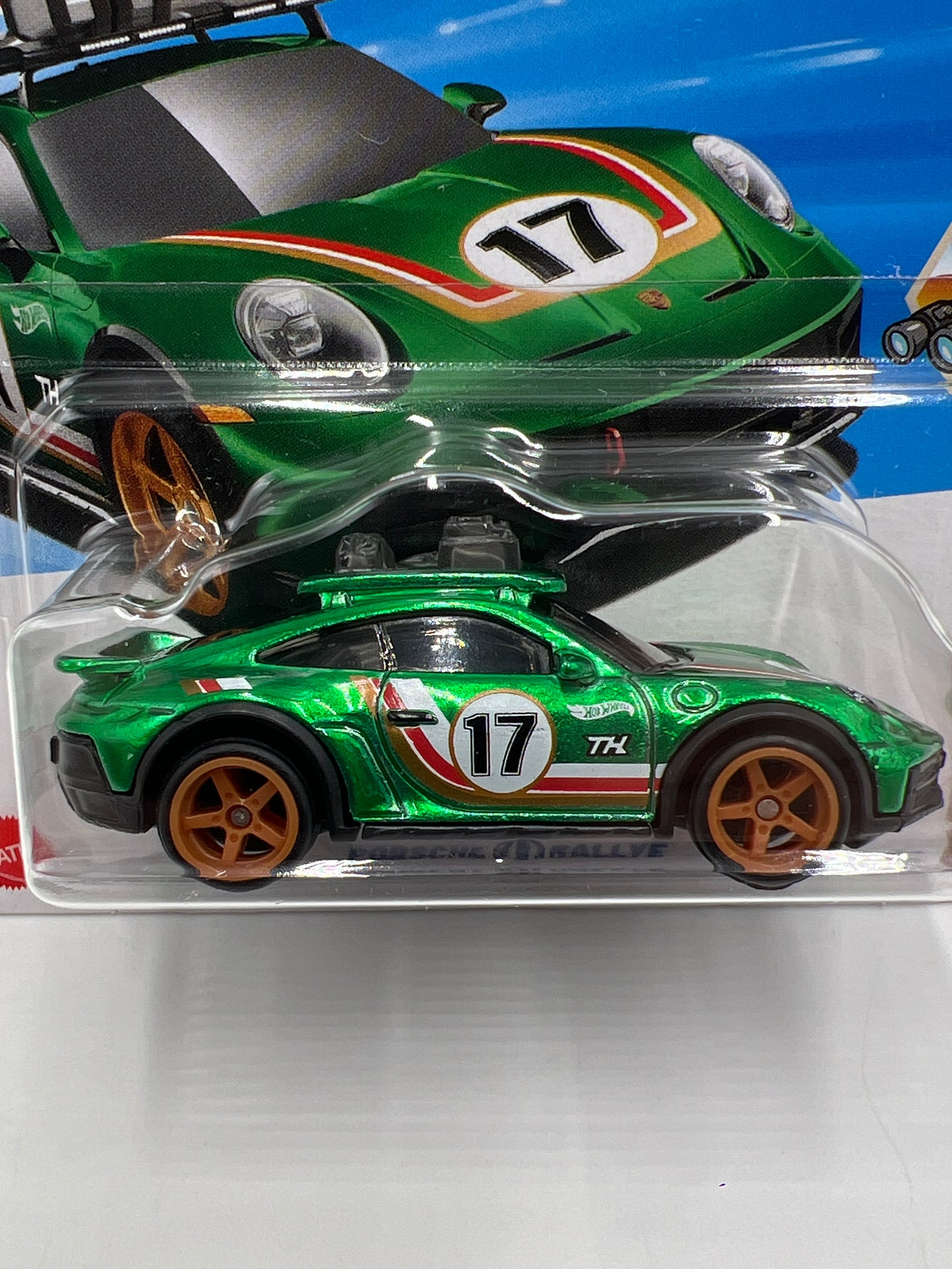2025 Hot Wheels Short Card Super Treasure Hunt #154 Porsche 911 Rallye Green W/Protector