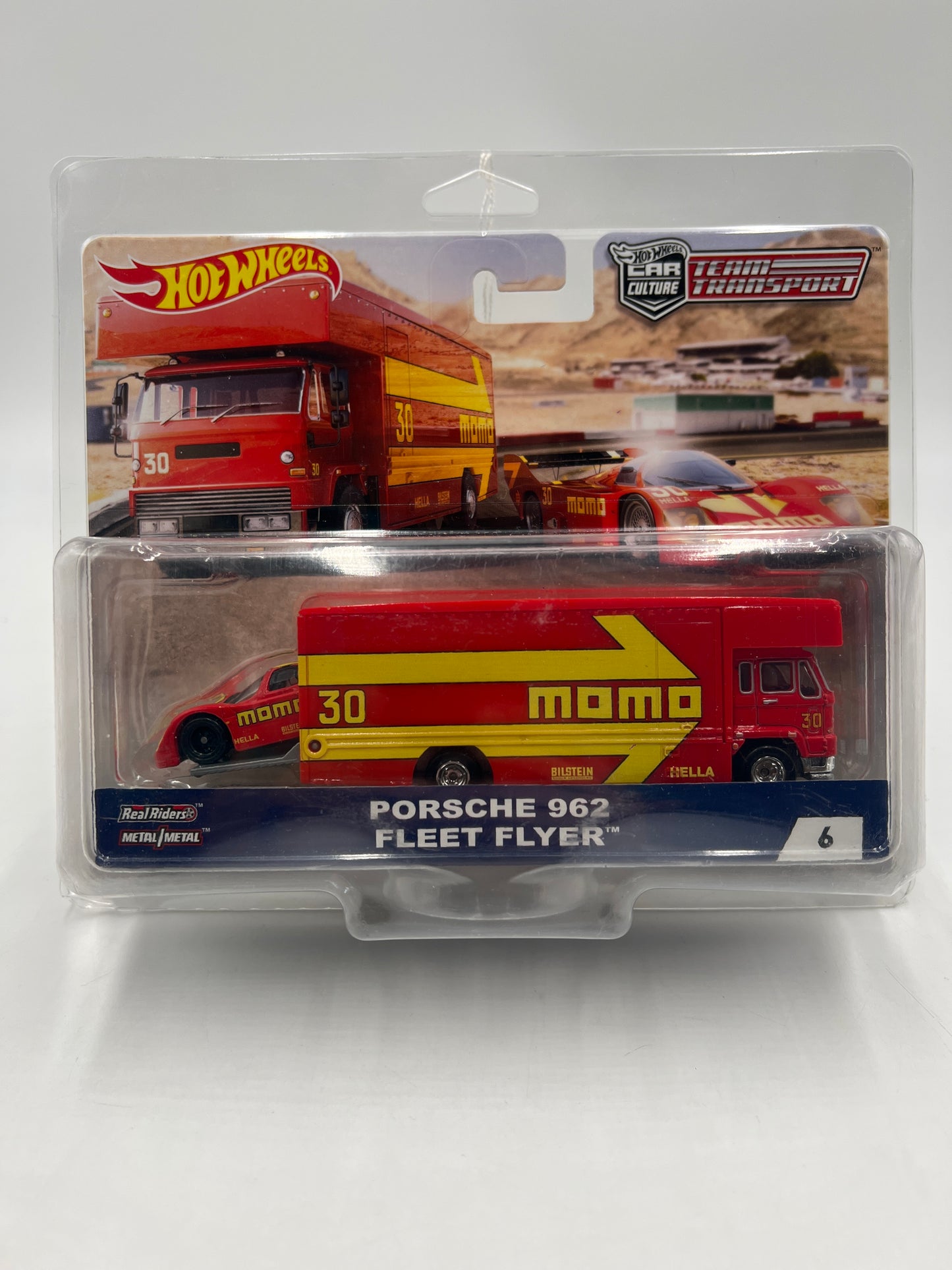 Hot Wheels Team Transport #6 Porsche 962 & Fleet Flyer W/Protector