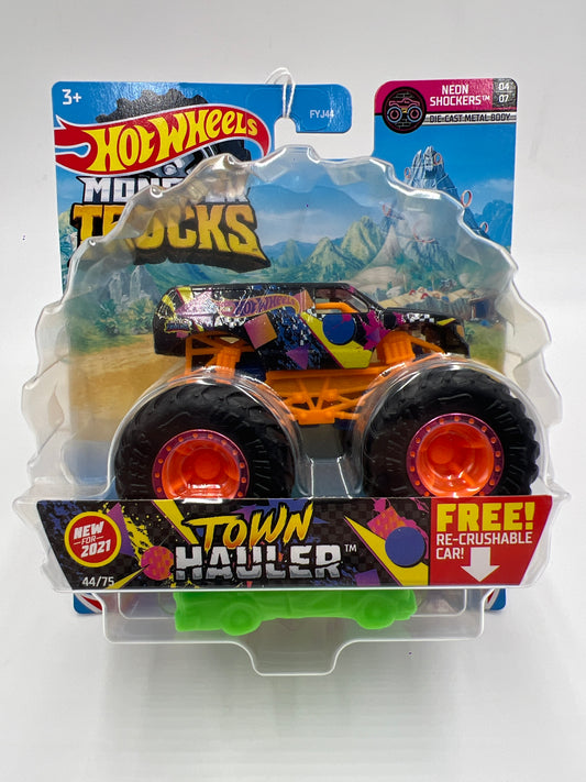 2021 Hot Wheels Monster Trucks Neon Shockers #44 Town Hauler 131i