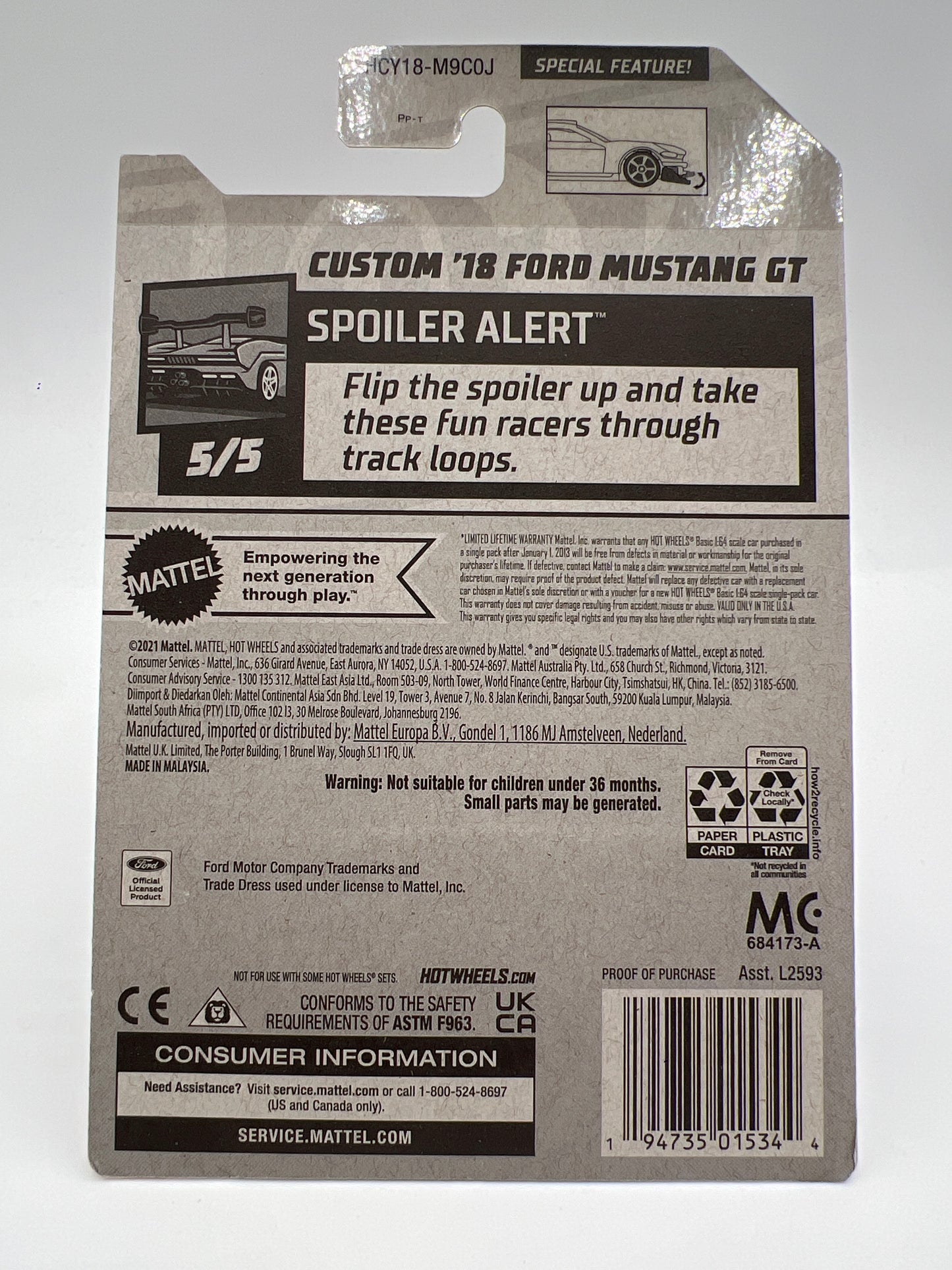 2022 Hot Wheels Super Treasure Hunt Custom #175 18 Ford Mustang GT Red W/Protector