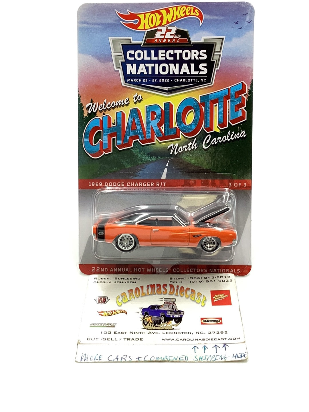 Hot wheels 22nd annual collectors Nationals Finale Car 1969 Dodge Charger R/T #3845/4000 with protector