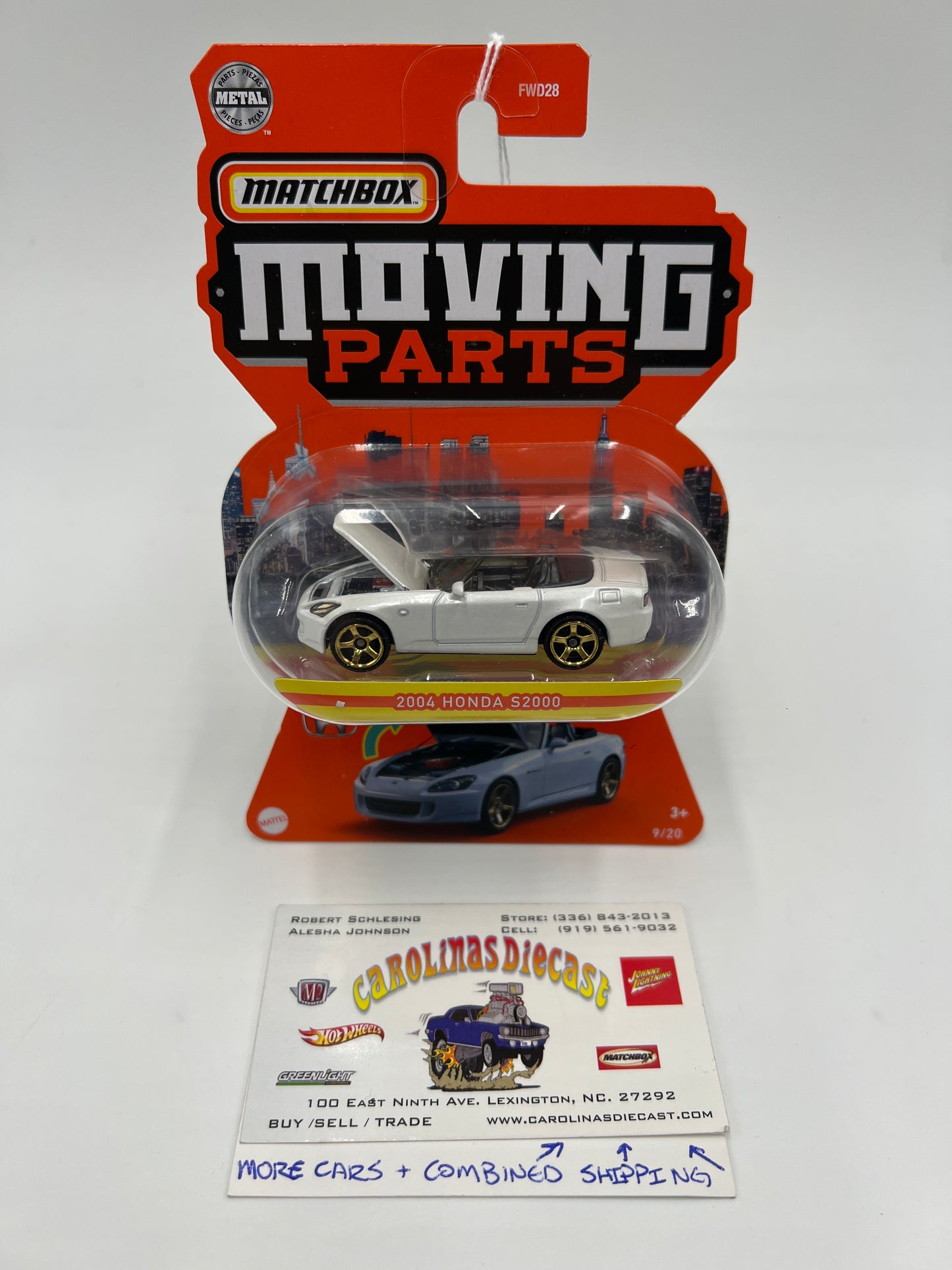 Matchbox Moving Parts #9 2004 Honda S2000 White 163F