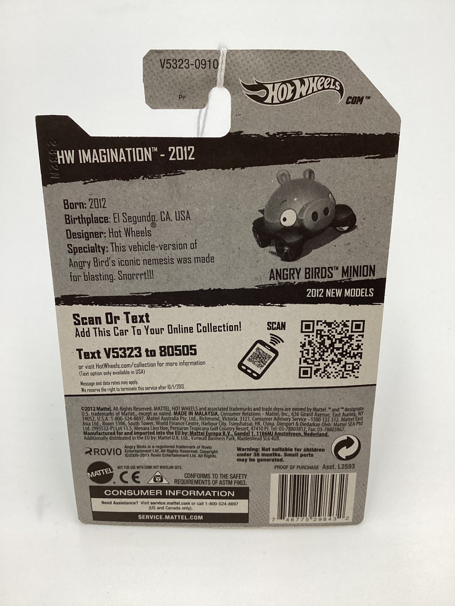 2012 Hot Wheels #35 Angry Birds Minion Green 121F