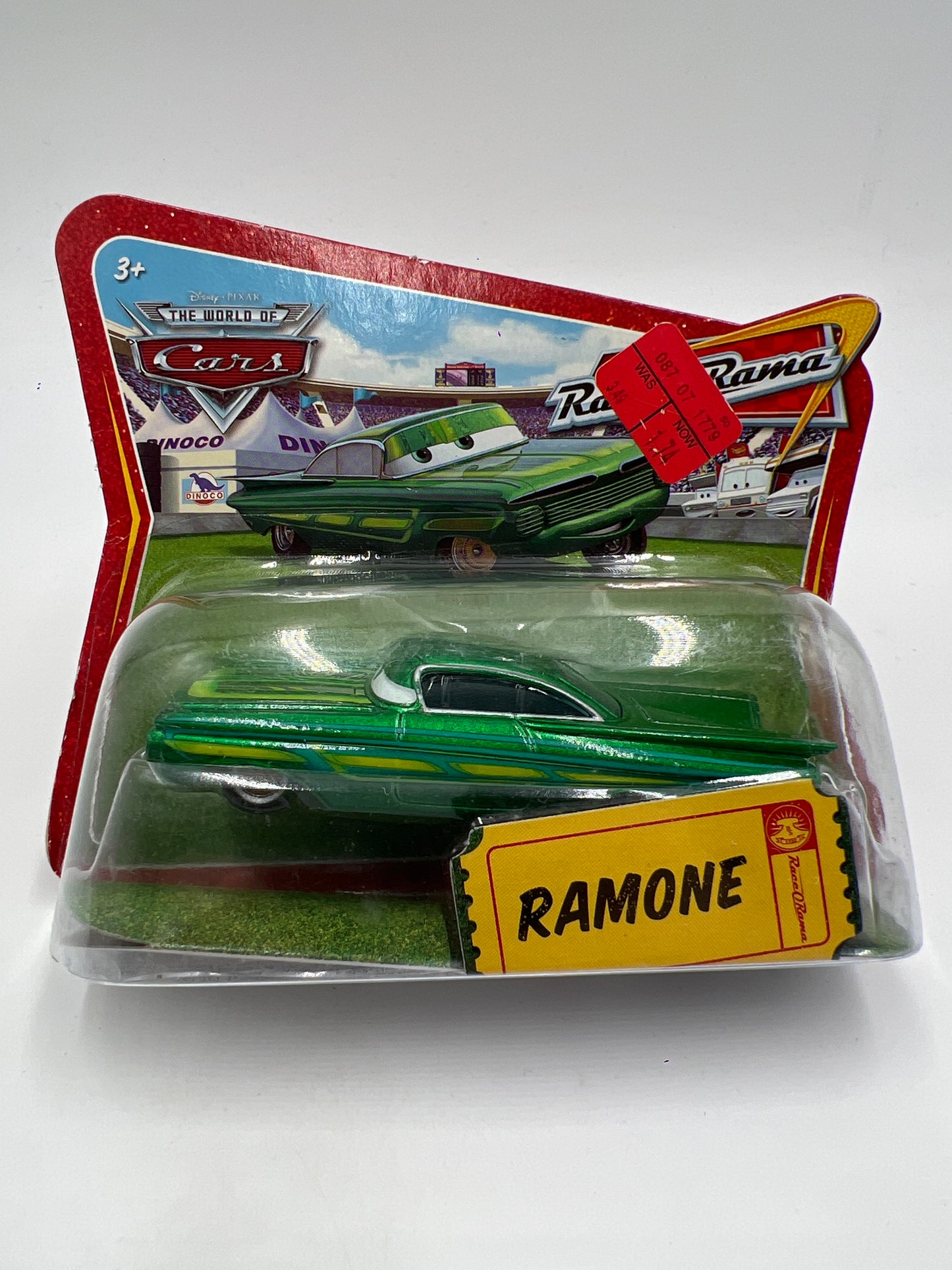 Disney Pixar The World Of Cars Race O Rama Short Card Ramone Green Cracked Blister