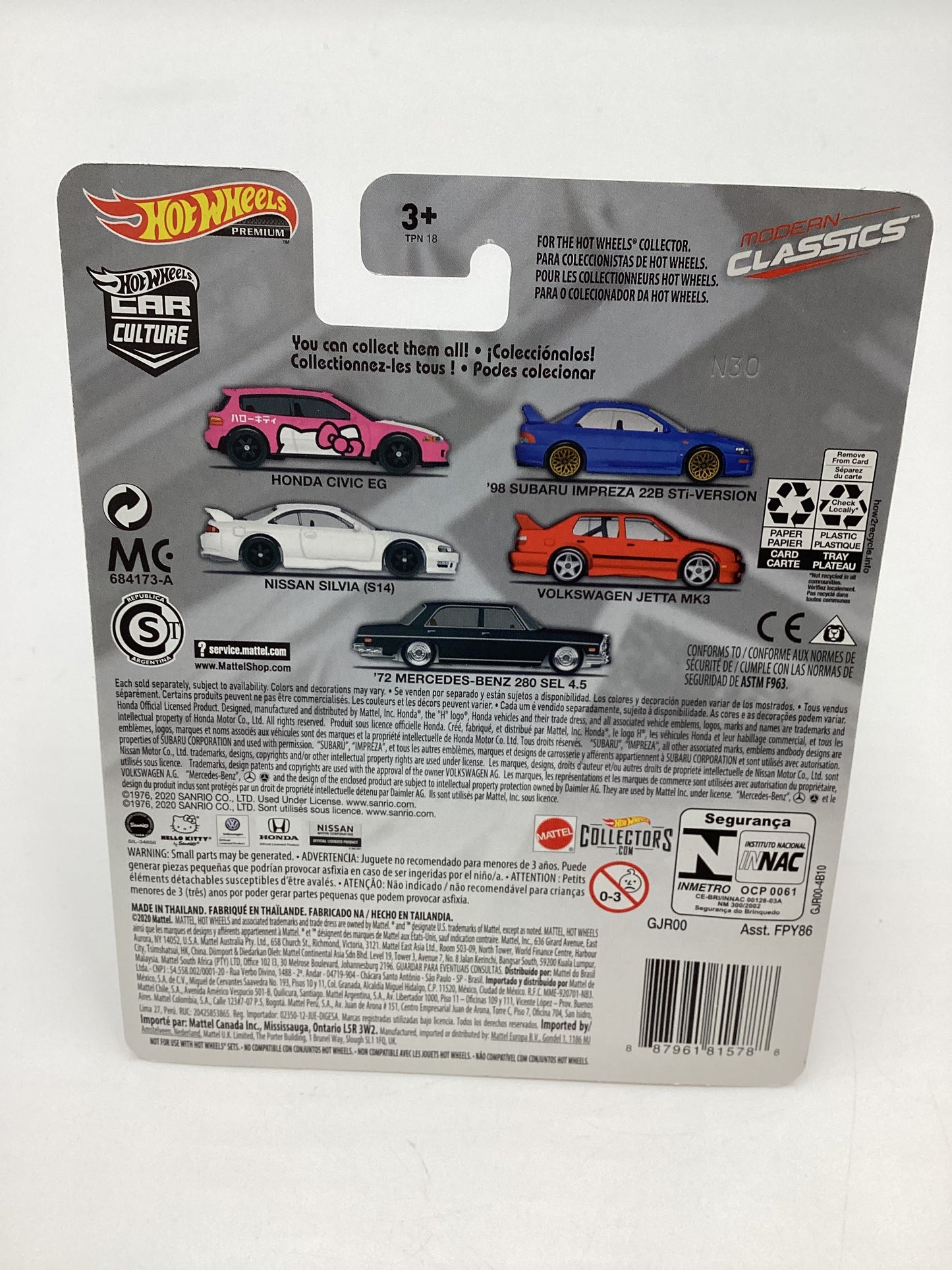 Hot Wheels Car Culture Modern Classics #1 Honda Civic EG Hello Kitty with protector