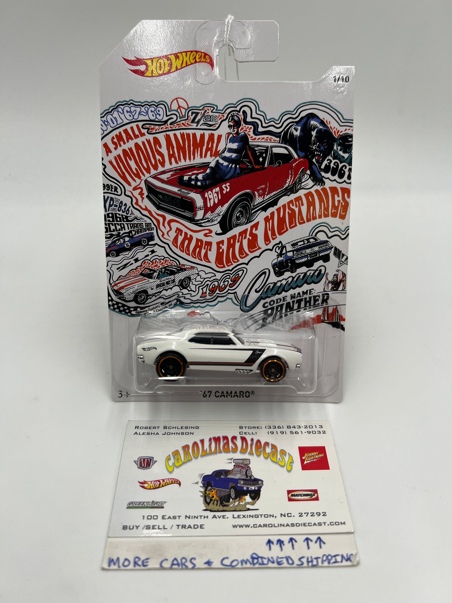 2018 Hot Wheels 50th Anniversary Camaro Series #1 67 Camaro White 152F