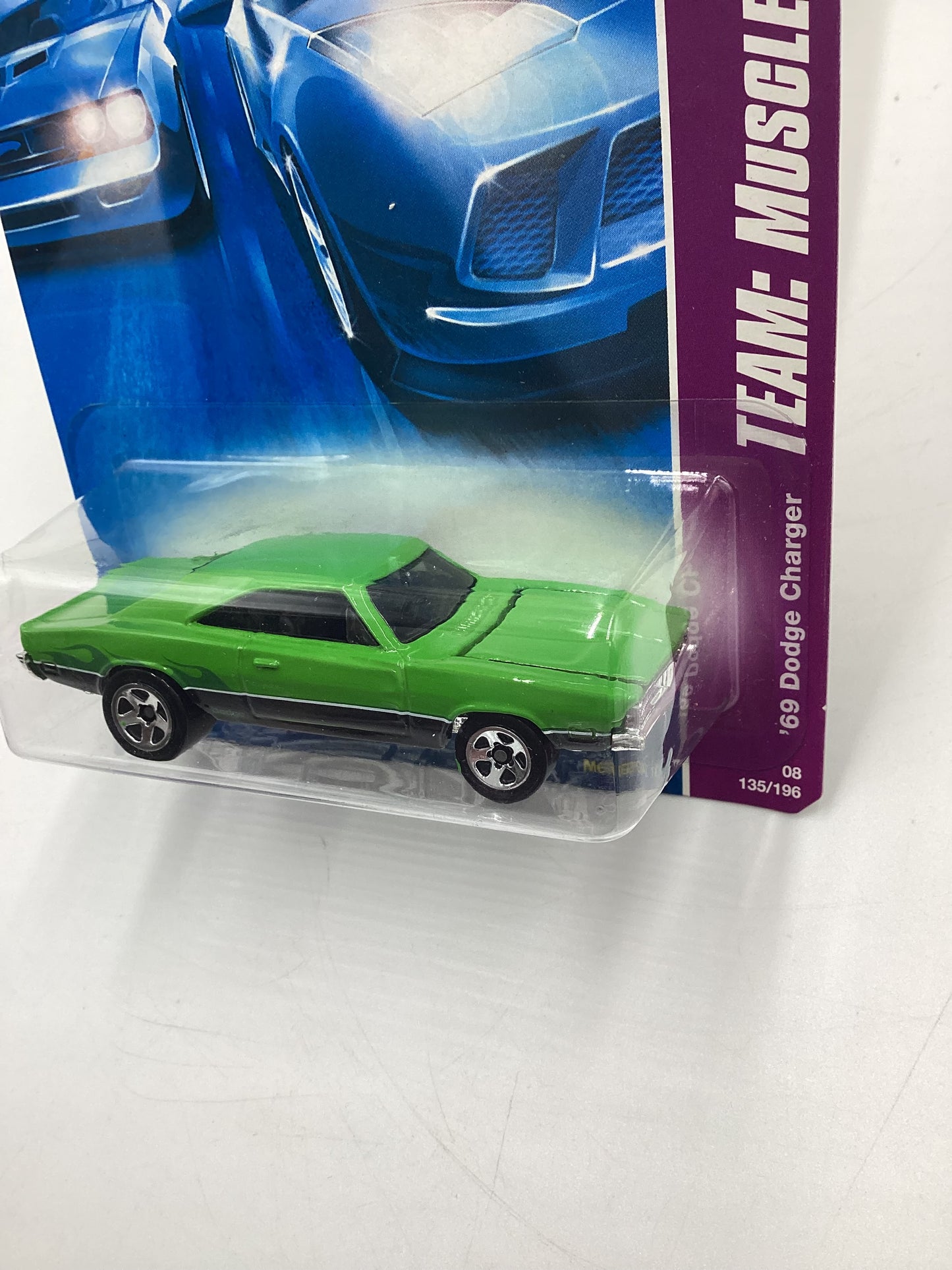 2008 Hot Wheels HW Team Muscle Mania #135 69 Dodge Charger Green opening hood 46E