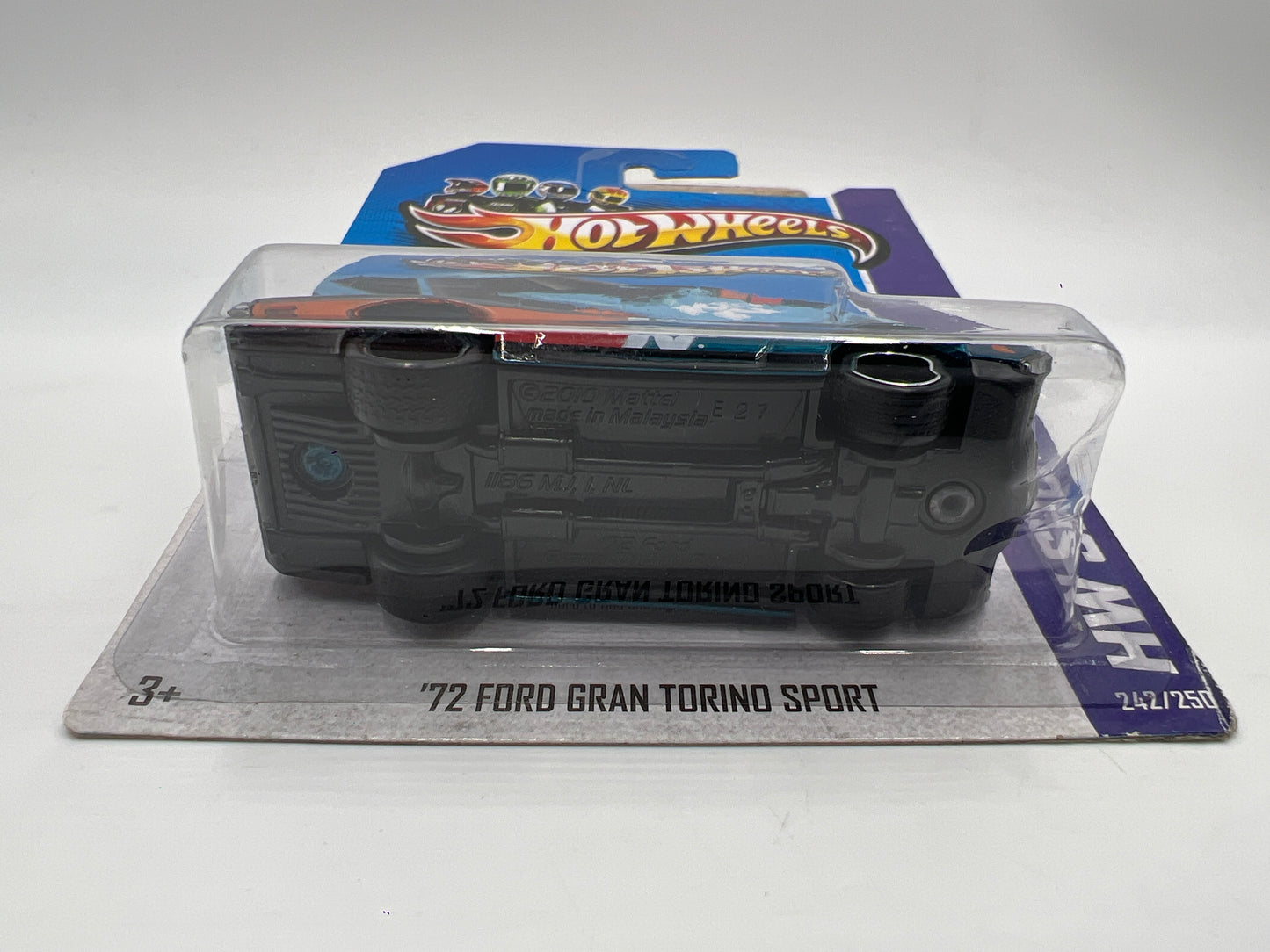 2013 Hot Wheels Super Treasure Hunt #242 72 Ford Gran Torino Sport Blue K&N W/Protector Crushed Blister