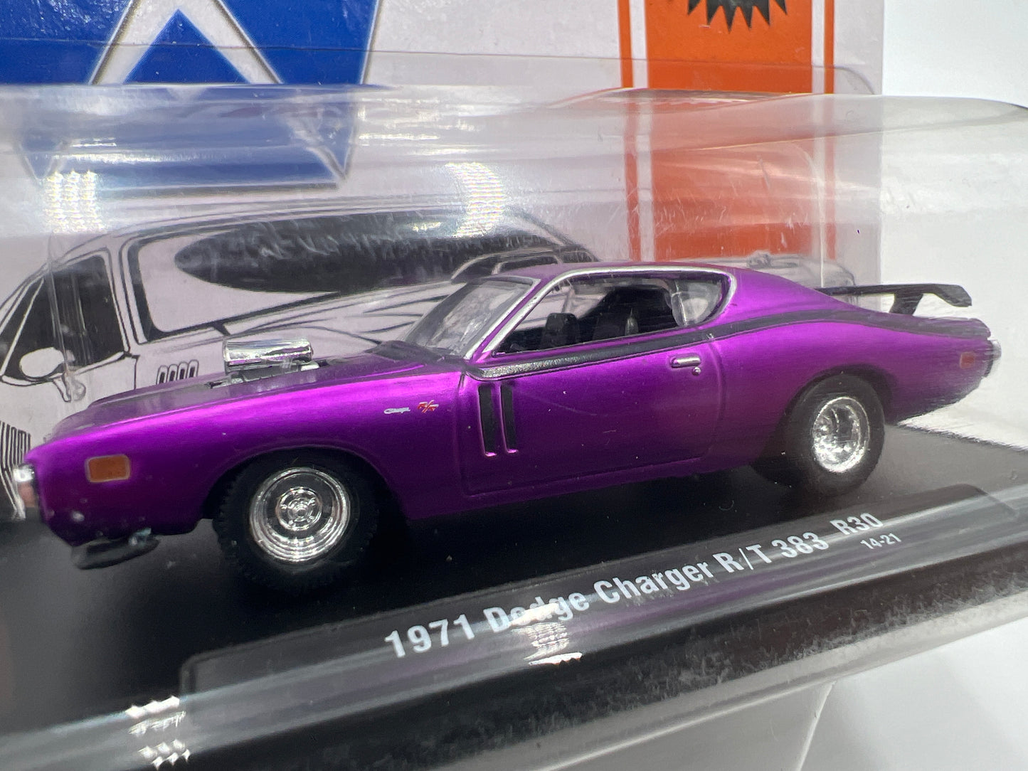 M2 Machine Auto-Drivers 1971 Dodge Charger R/T 383 Purple R30 Card Not Perfect 191B