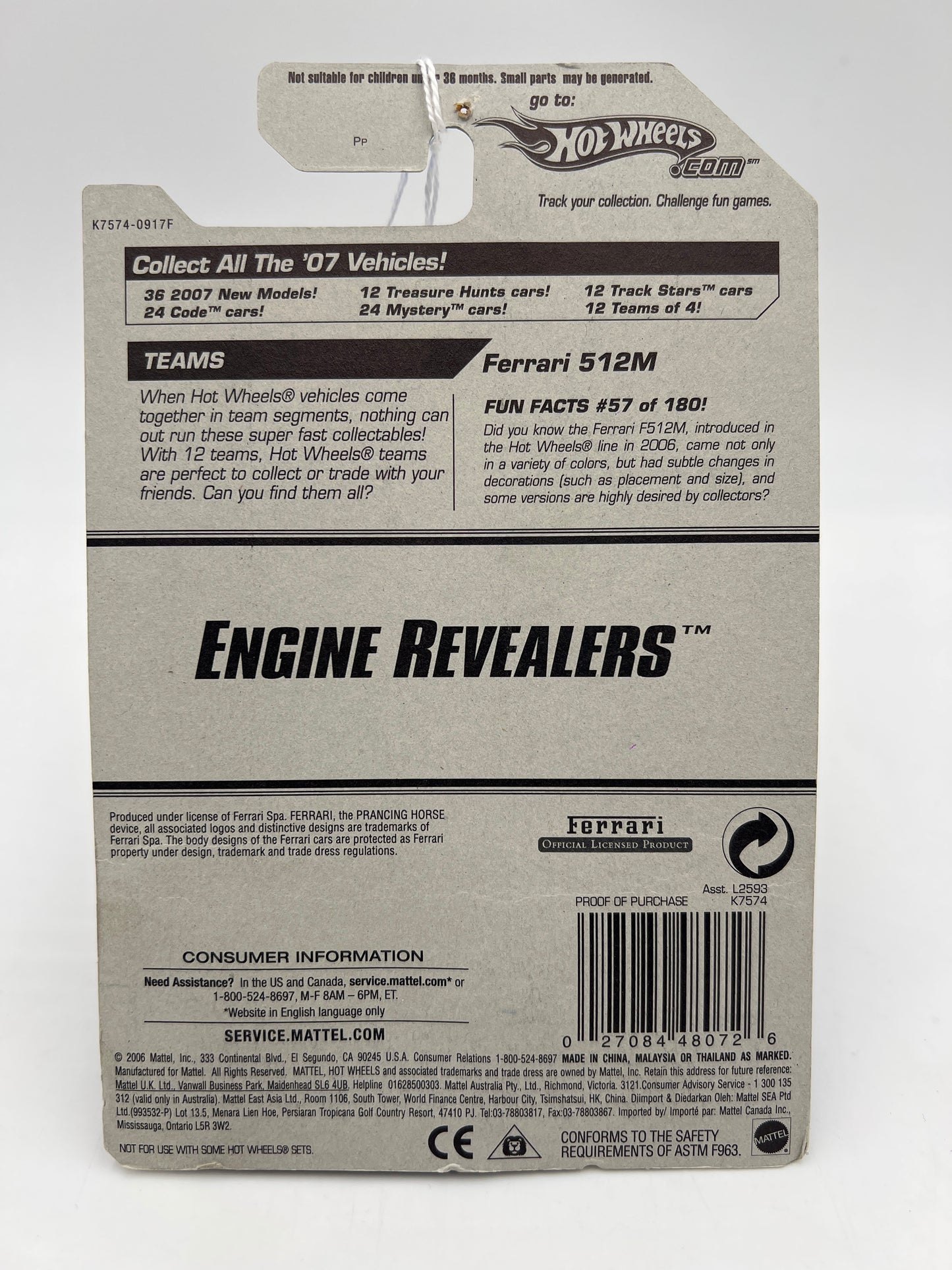 2006 Hot Wheels Engine Revealers #057 Ferrari 512M Orange/Red