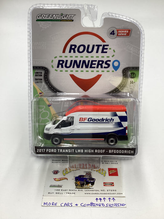 Greenlight Route Runners Series 4 BF Goodrich 2017 Ford Transit LWB High Roof White 180E