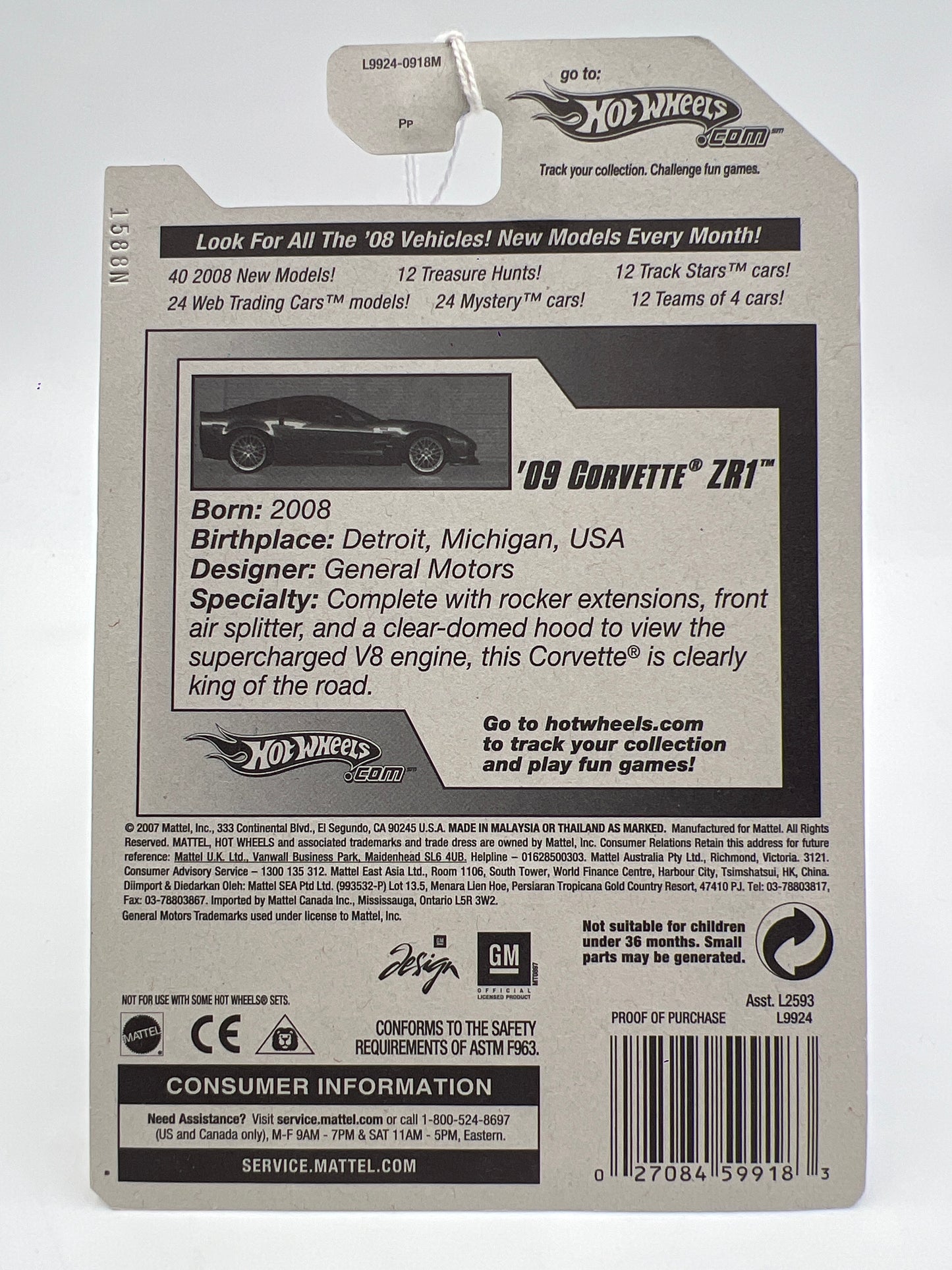 2008 Hot Wheels New Models #9 09 Corvette ZR1 Red 16A