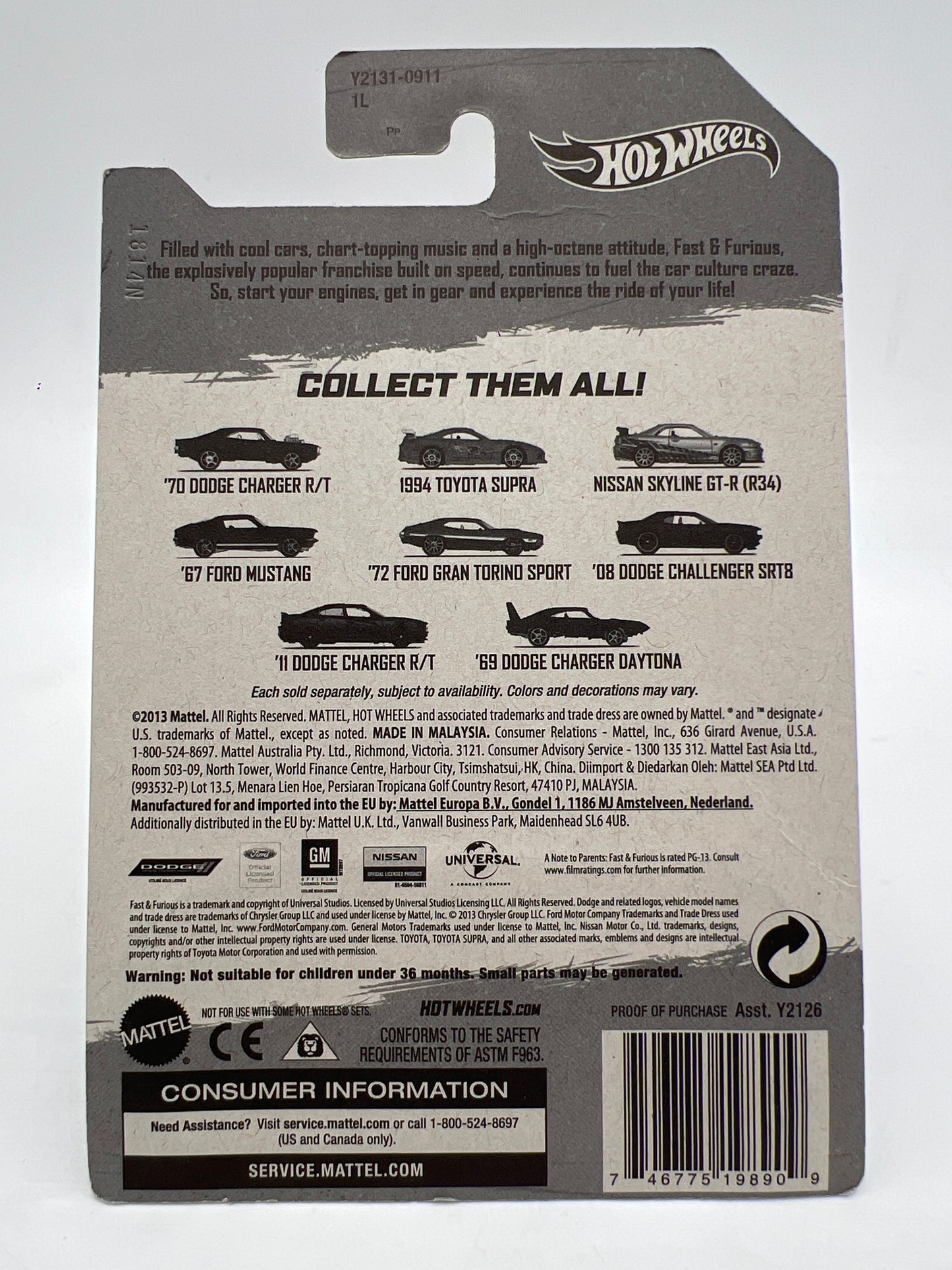 Hot Wheels Fast and Furious #3 Nissan Skyline GT-R R34 Silver W/Protector